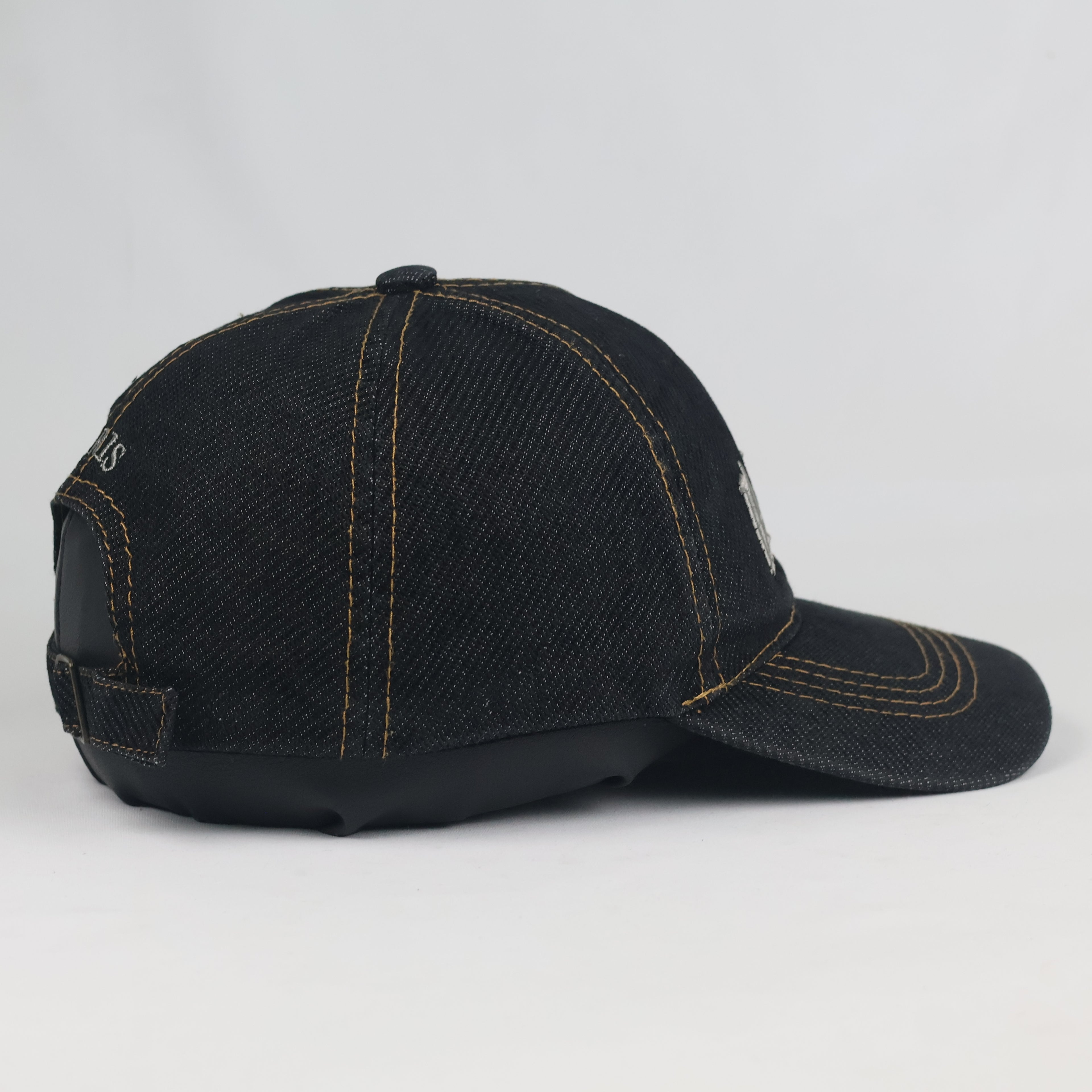 Vintage Paris Denim Strapback Hat | Thrifted Dark Blue Embroidered Eiffel Tower Cap