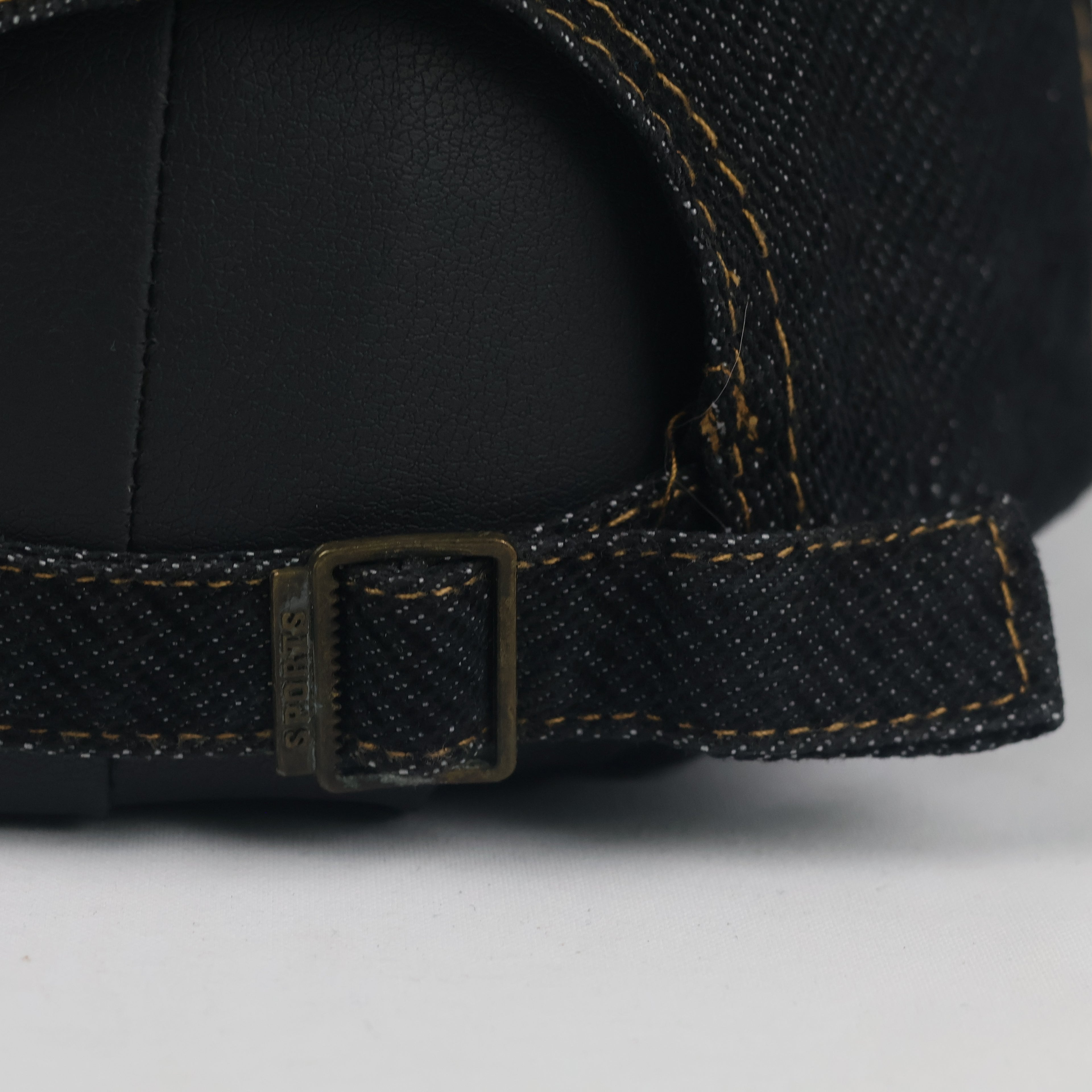 Vintage Paris Denim Strapback Hat | Thrifted Dark Blue Embroidered Eiffel Tower Cap