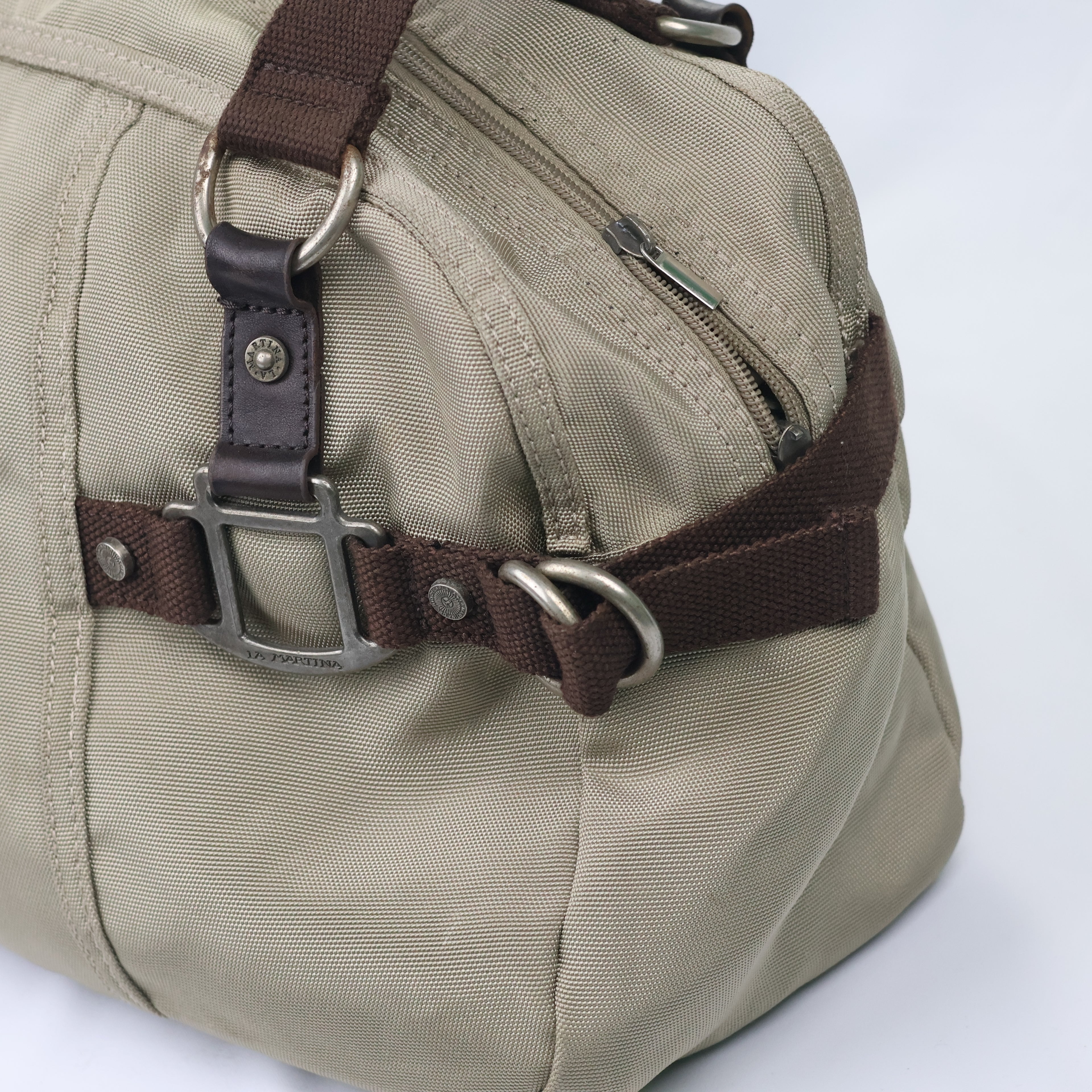 Authentic La Martina Argentina Polo Thrifted Bag - Rugged Canvas & Leather Trim