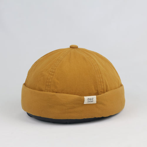 Mustard Yellow Brimless Sailor Cap - Adjustable Cotton Twill Docker Hat