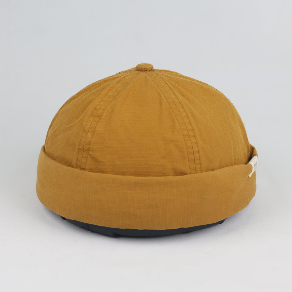 Mustard Yellow Brimless Sailor Cap - Adjustable Cotton Twill Docker Hat