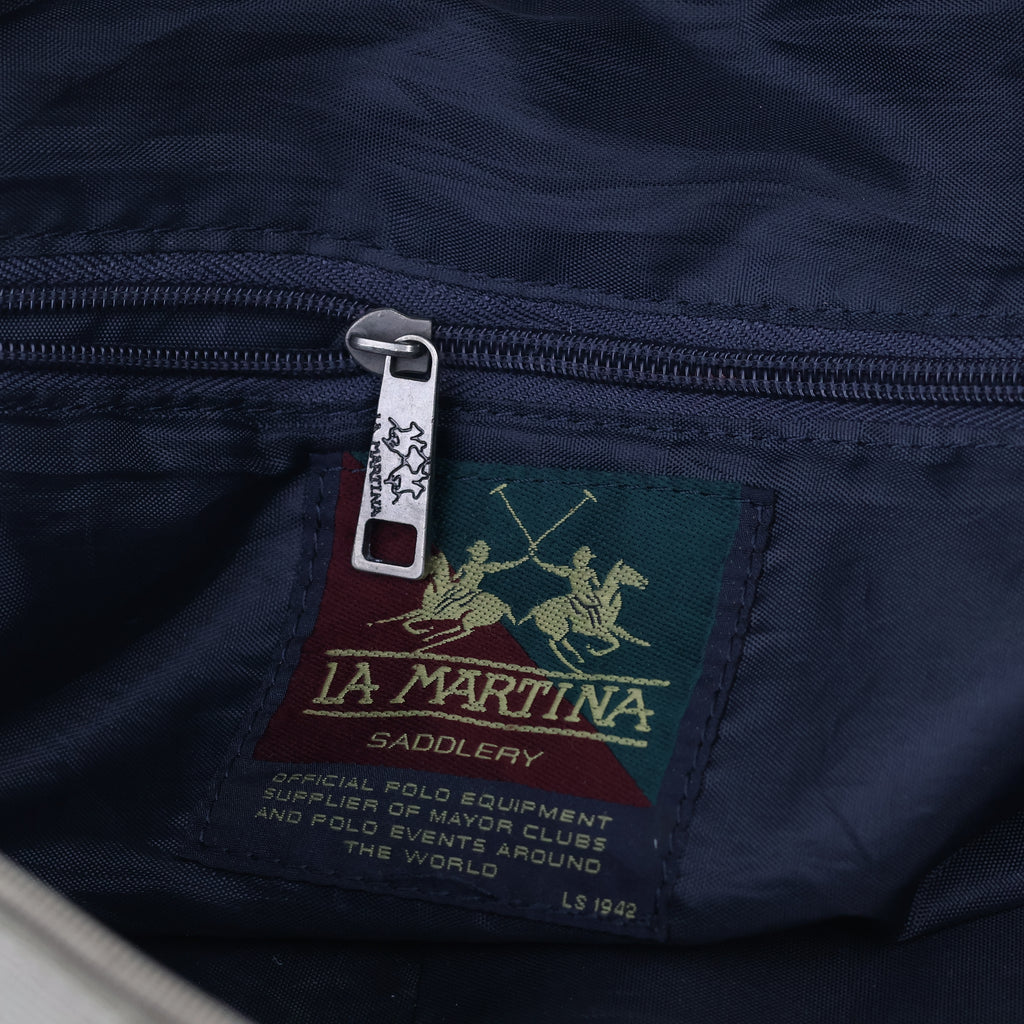 Authentic La Martina Argentina Polo Thrifted Bag - Rugged Canvas & Leather Trim