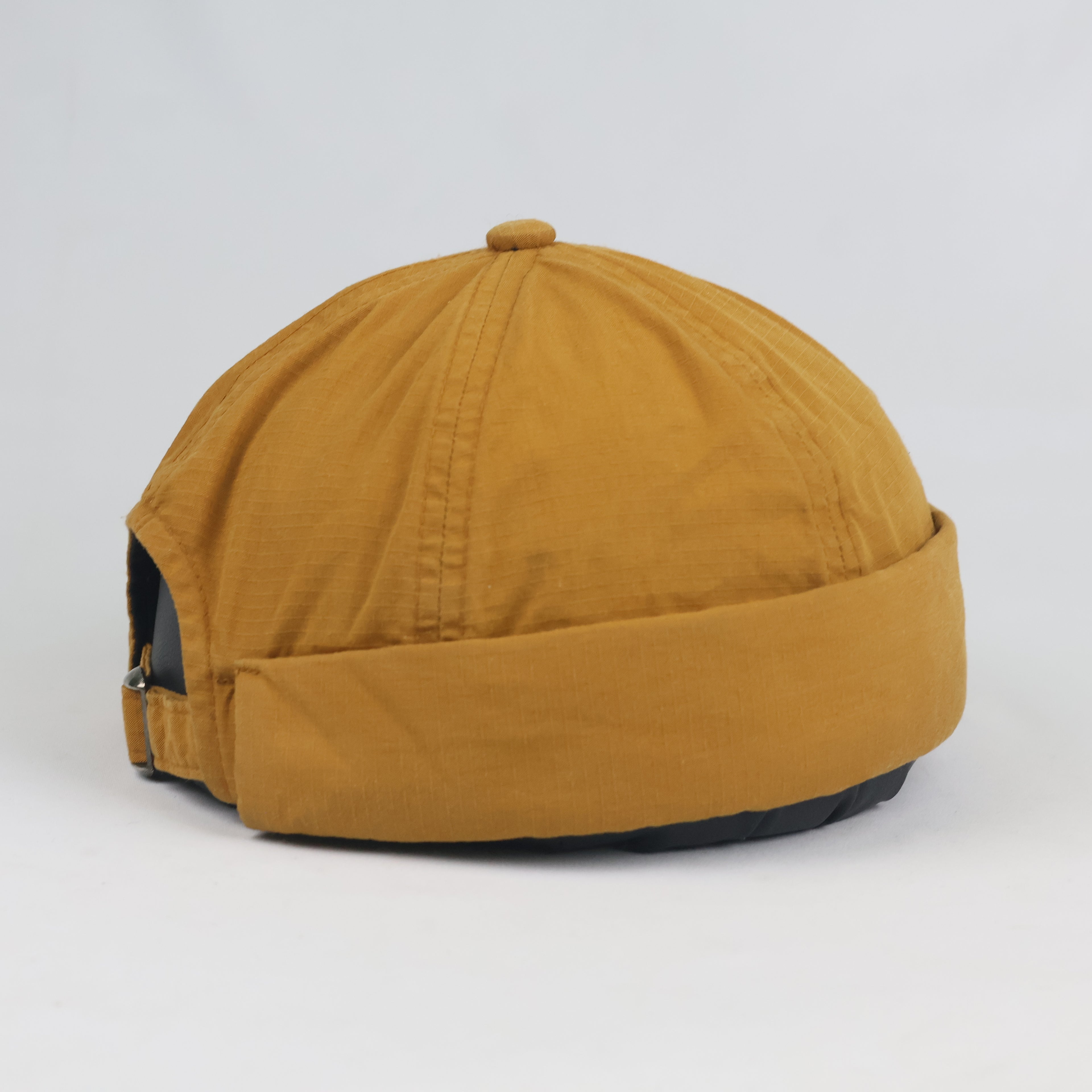 Mustard Yellow Brimless Sailor Cap - Adjustable Cotton Twill Docker Hat