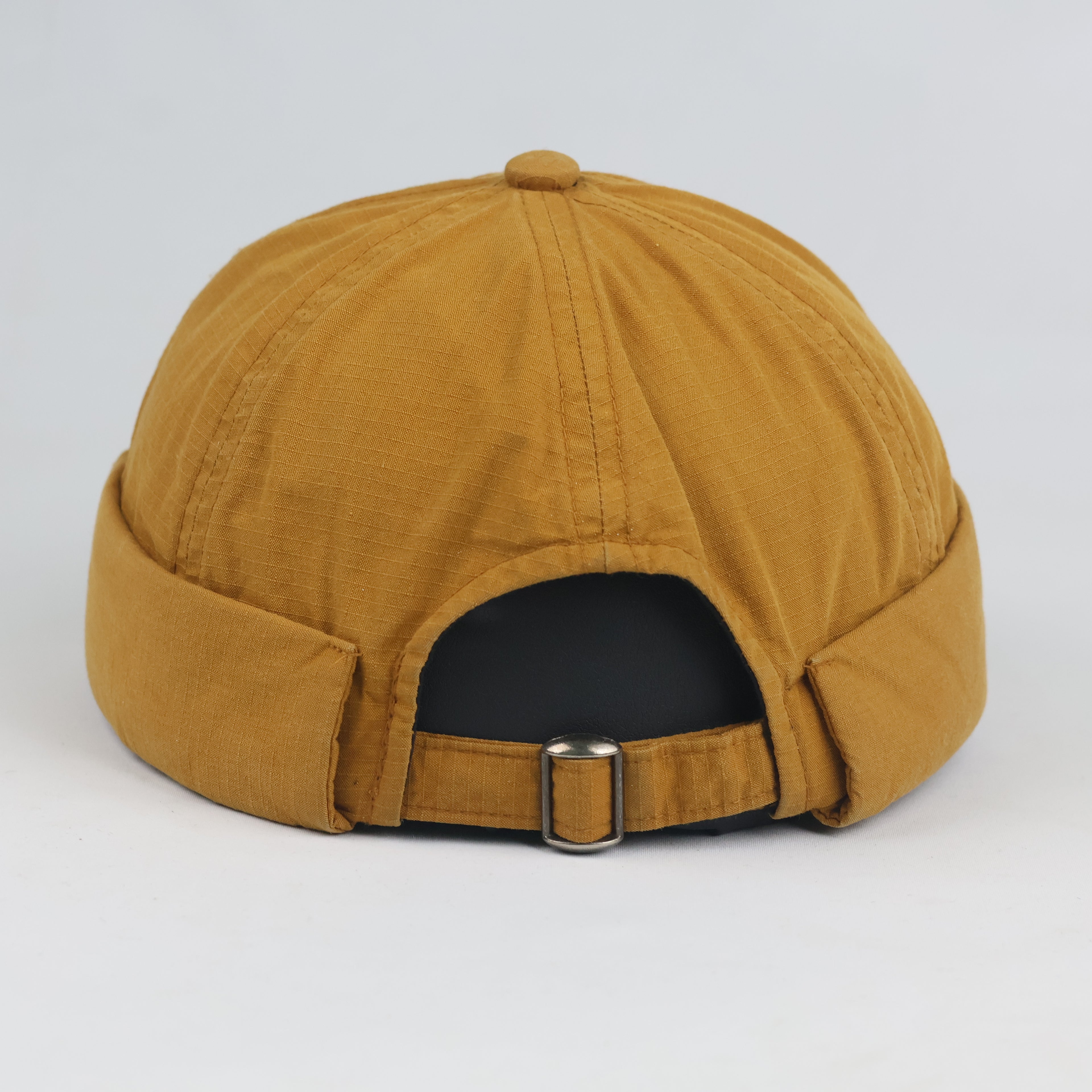 Mustard Yellow Brimless Sailor Cap - Adjustable Cotton Twill Docker Hat