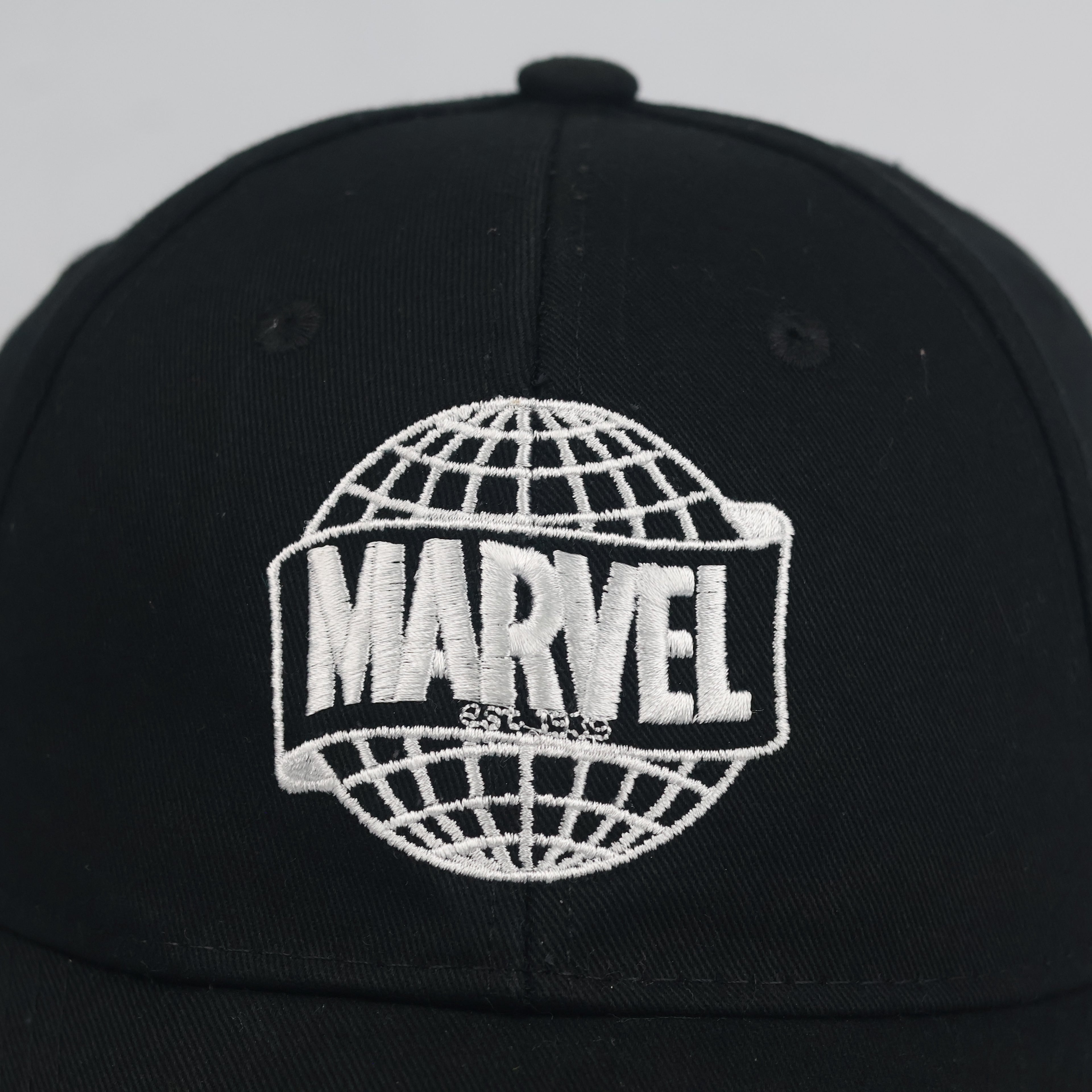 Vintage Marvel Globe Snapback Hat | Thrifted Black Red Comic Box Logo Cap
