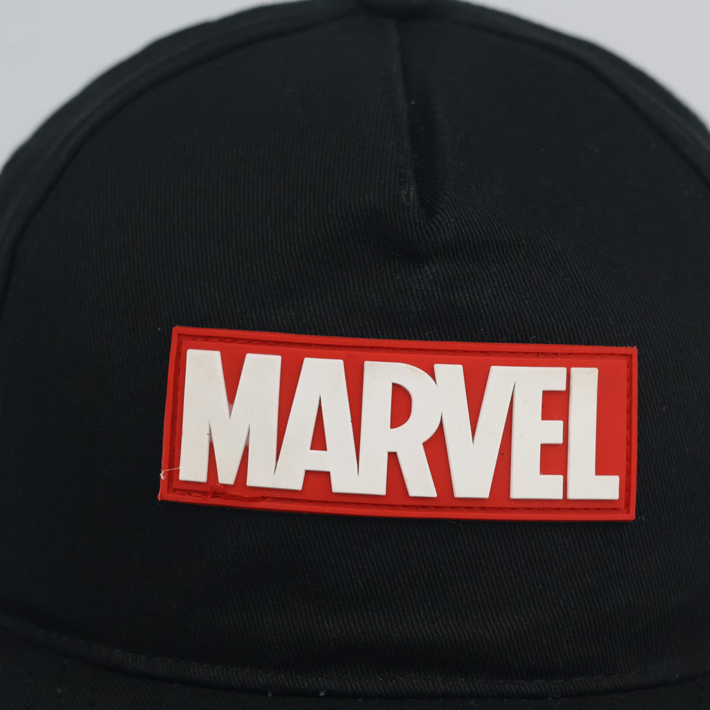 Vintage Marvel Box Logo Snapback Hat | Thrifted Black & Red Superhero Cap
