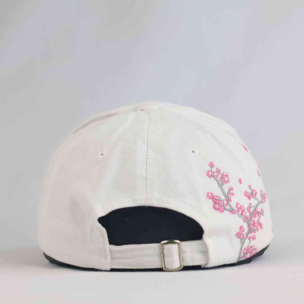 Thrifted Aesthetic Crane Bird & Pink Blossom Strapback Cap | 11043