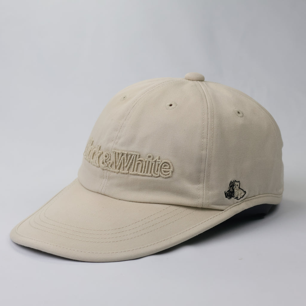 Vintage Black & White Sport Beige Golf Thrifted Cap - Embroidered Terrier Logo