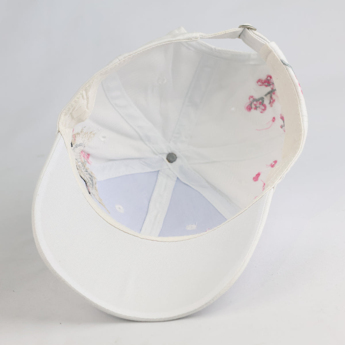 Thrifted Aesthetic Crane Bird & Pink Blossom Strapback Cap | 11043