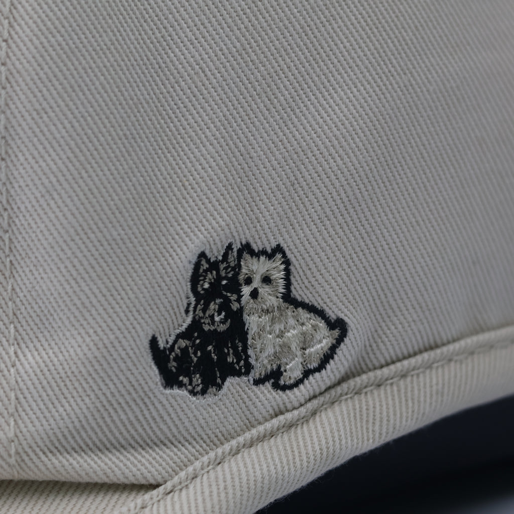 Vintage Black & White Sport Beige Golf Thrifted Cap - Embroidered Terrier Logo