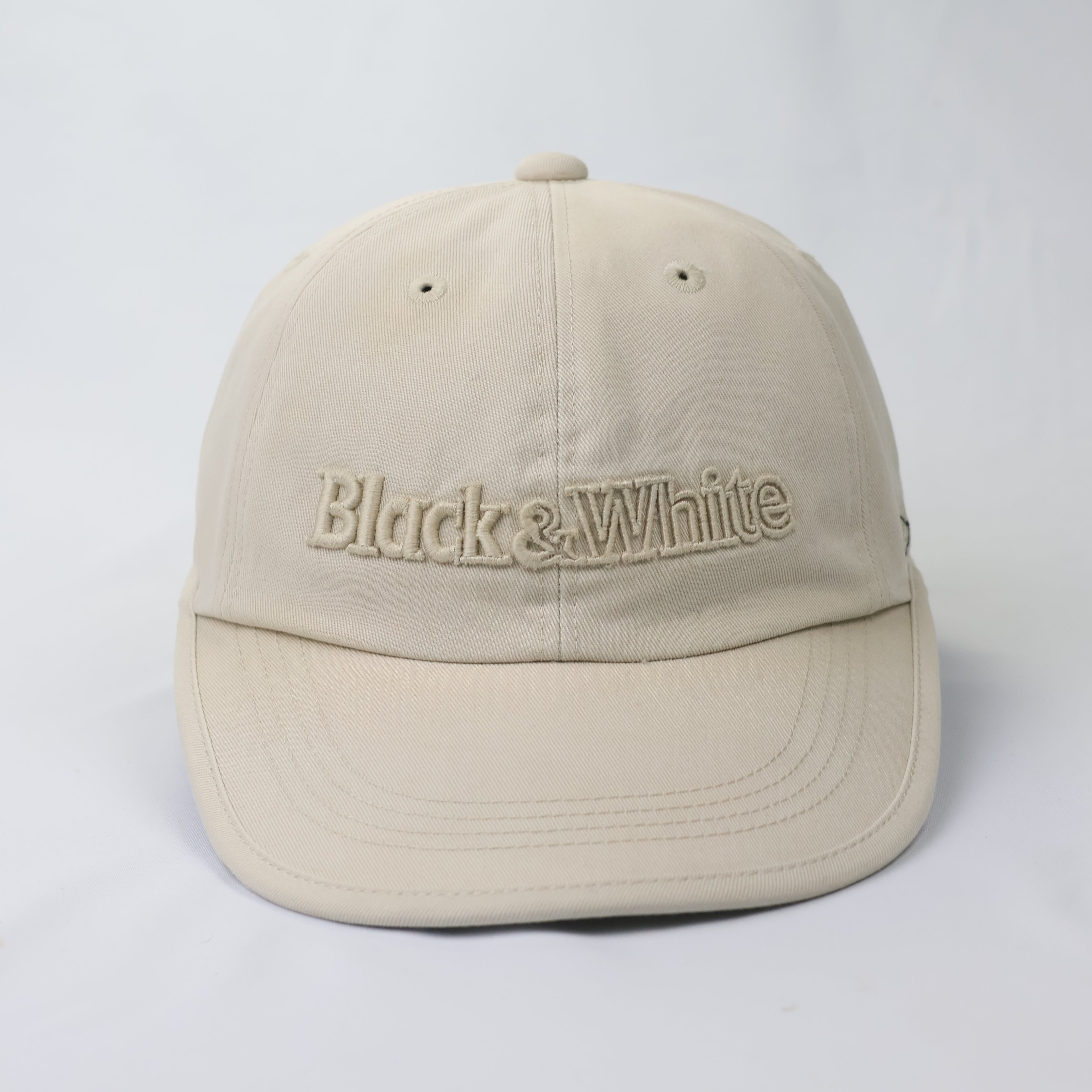 Vintage Black & White Sport Beige Golf Thrifted Cap - Embroidered Terrier Logo