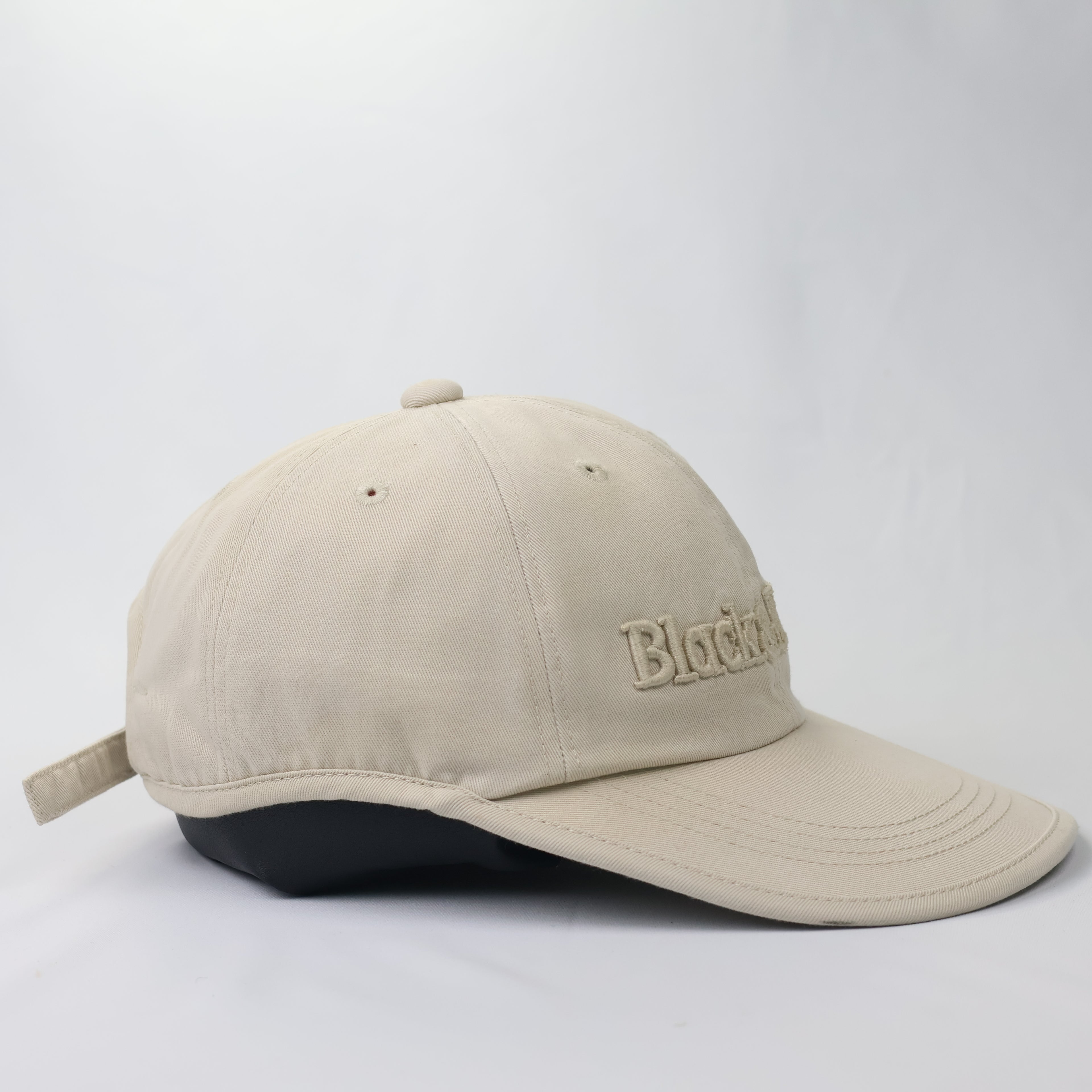 Vintage Black & White Sport Beige Golf Thrifted Cap - Embroidered Terrier Logo