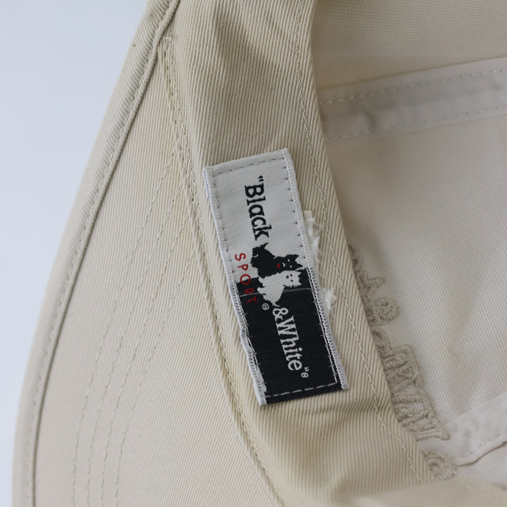 Vintage Black & White Sport Beige Golf Thrifted Cap - Embroidered Terrier Logo