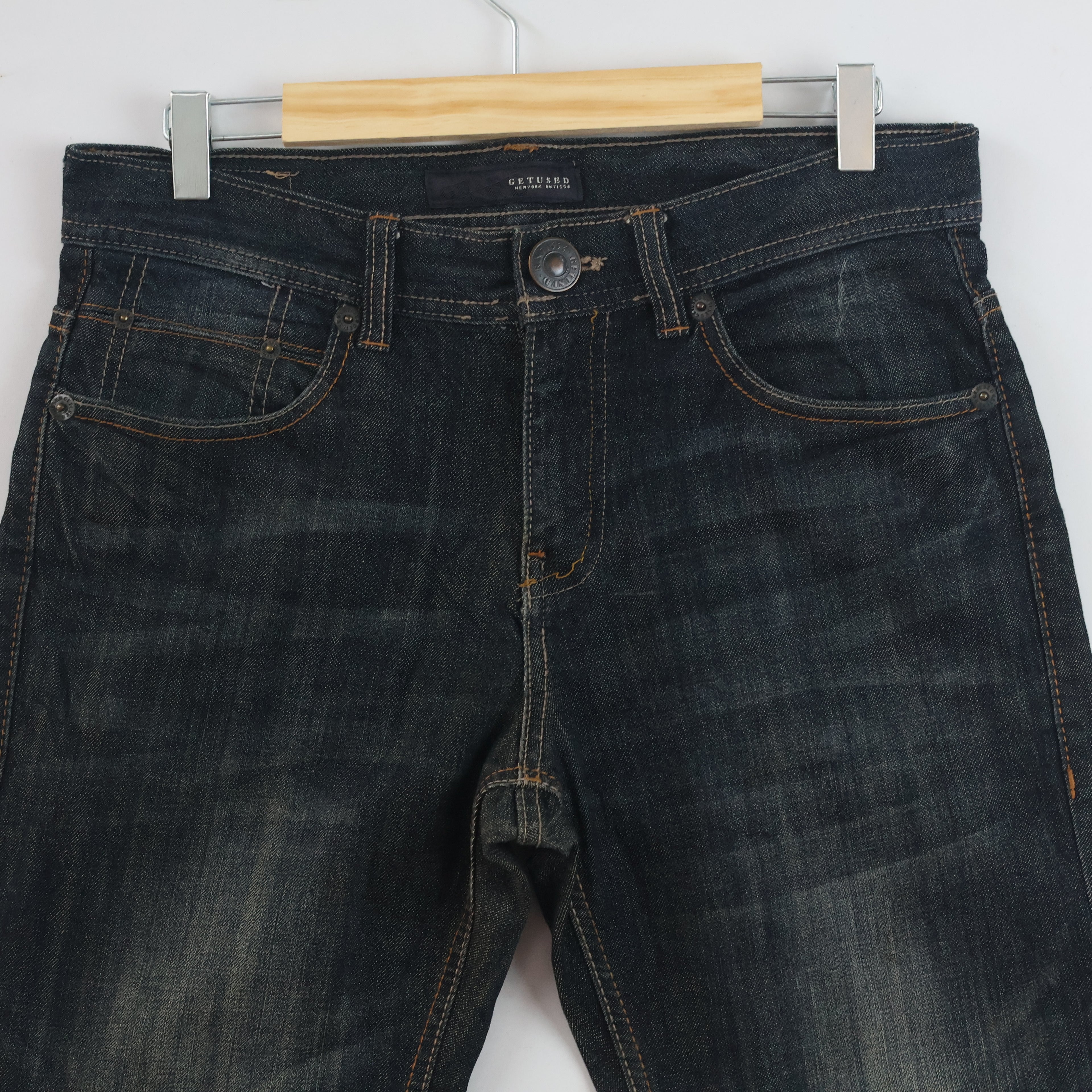 Thrifted Vintage Get Used Denim Jeans - Dark Wash Slim Fit - Size 32/ J1046
