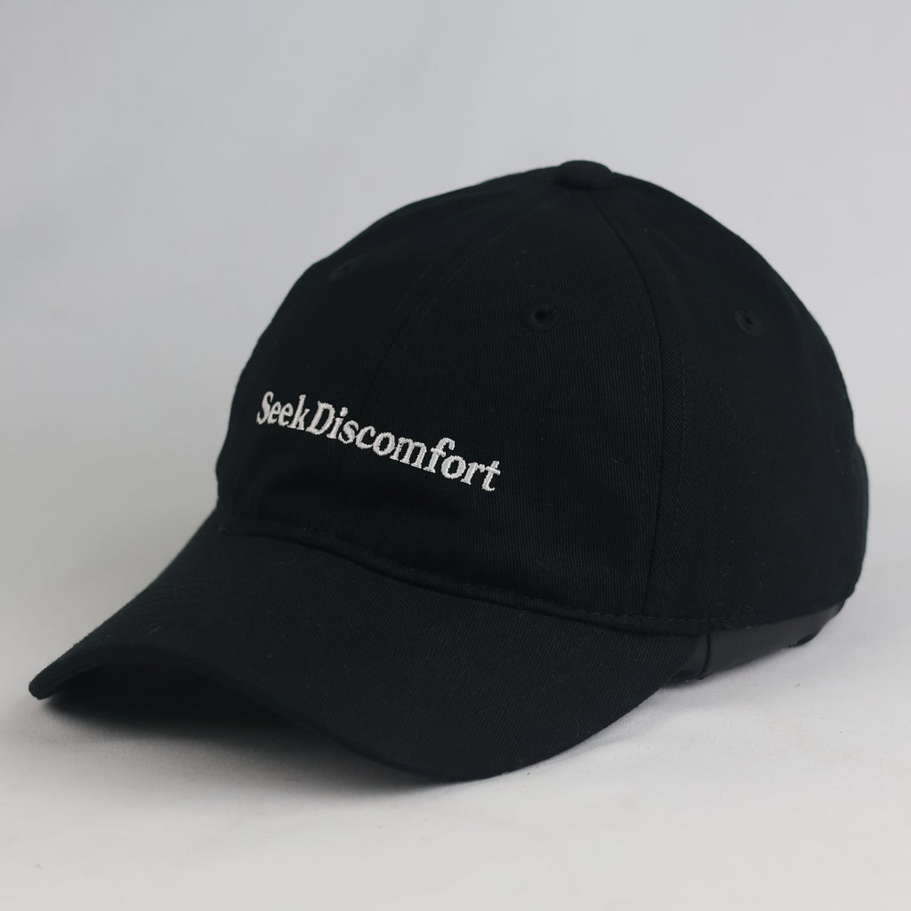 Thrifted Seek Discomfort Black Cotton Blend Strapback Cap (Size 55–56 cm) | 10858