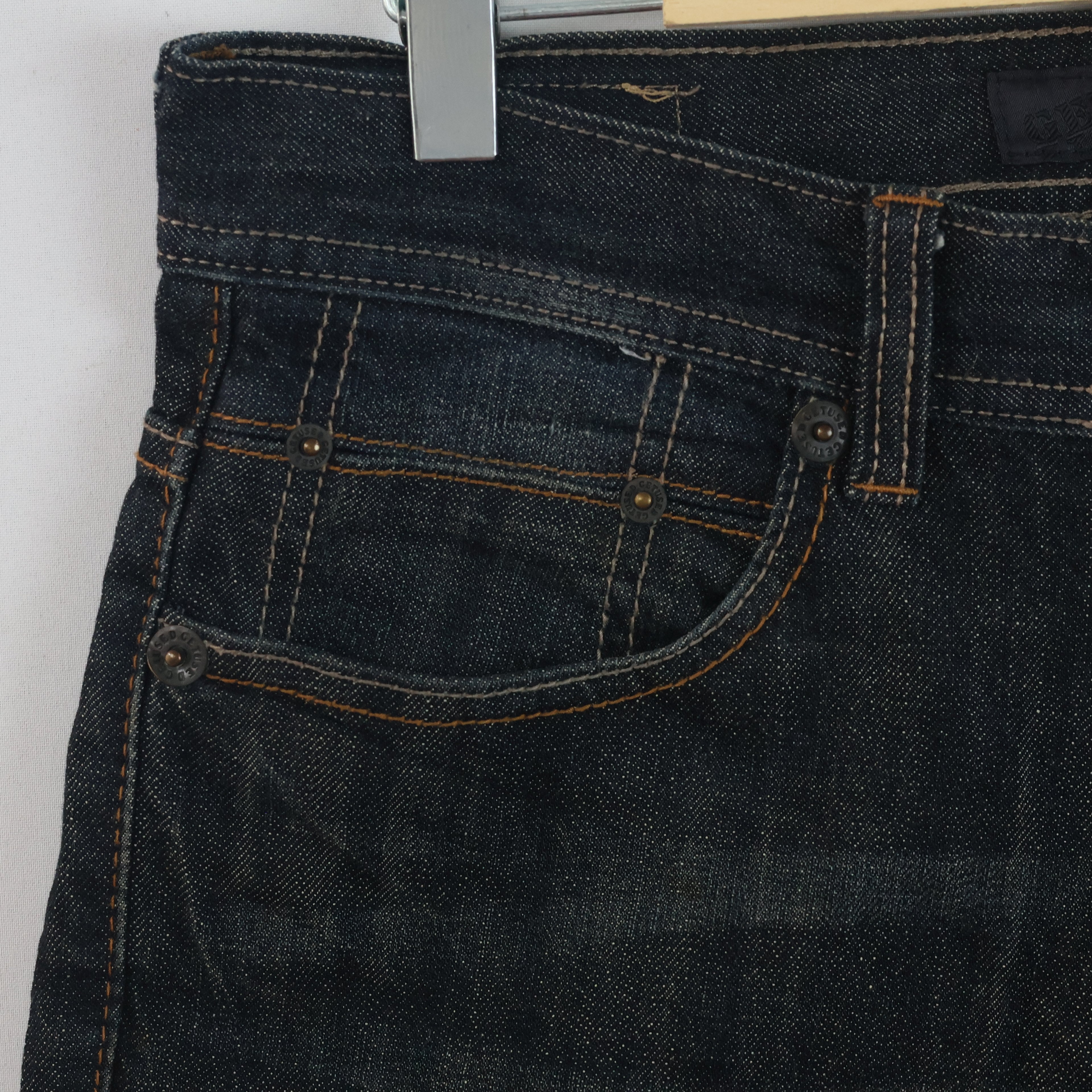 Thrifted Vintage Get Used Denim Jeans - Dark Wash Slim Fit - Size 32/ J1046
