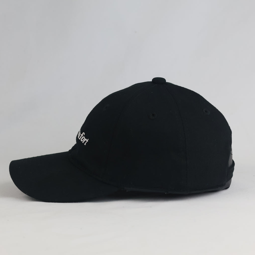 Thrifted Seek Discomfort Black Cotton Blend Strapback Cap (Size 55–56 cm) | 10858