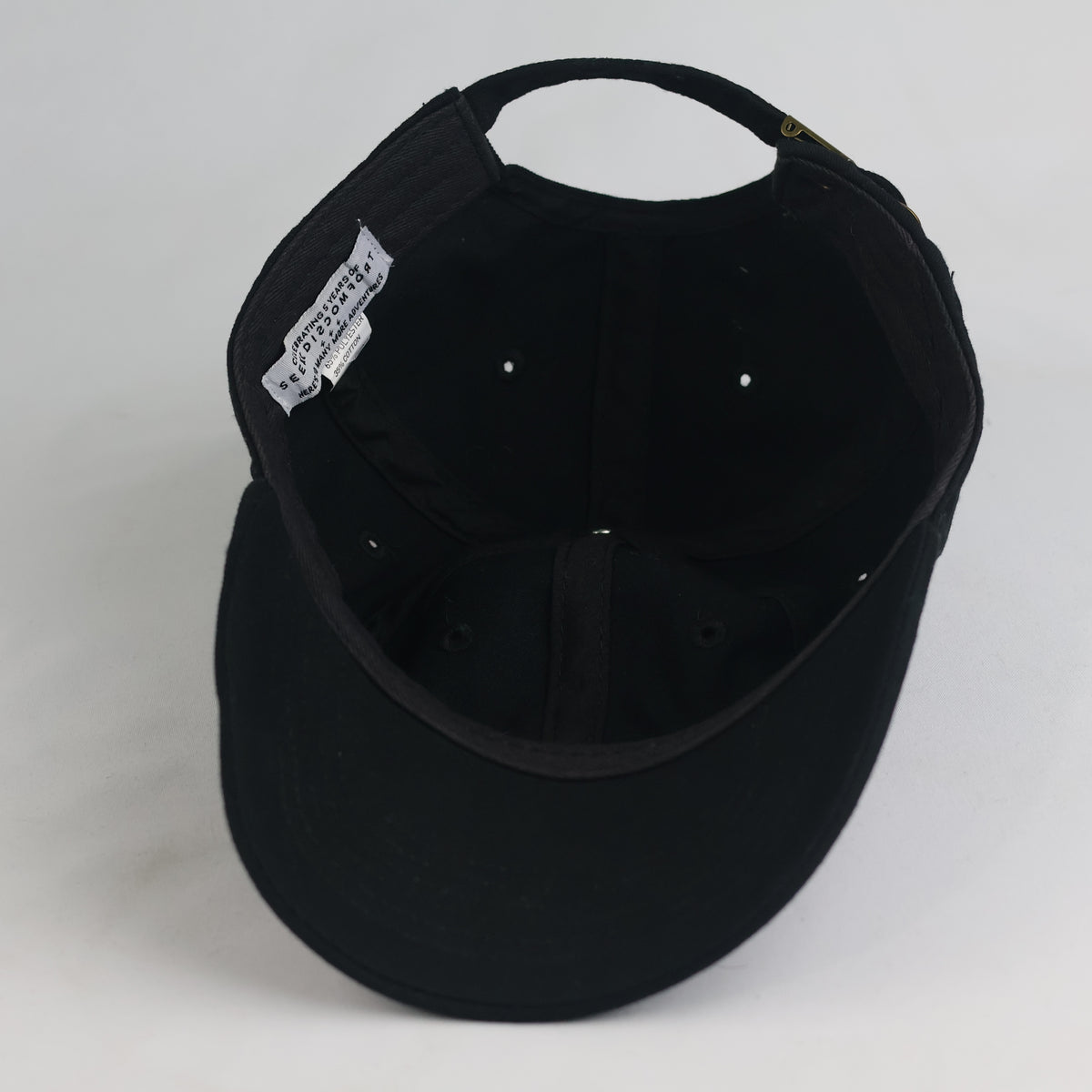 Thrifted Seek Discomfort Black Cotton Blend Strapback Cap (Size 55–56 cm) | 10858