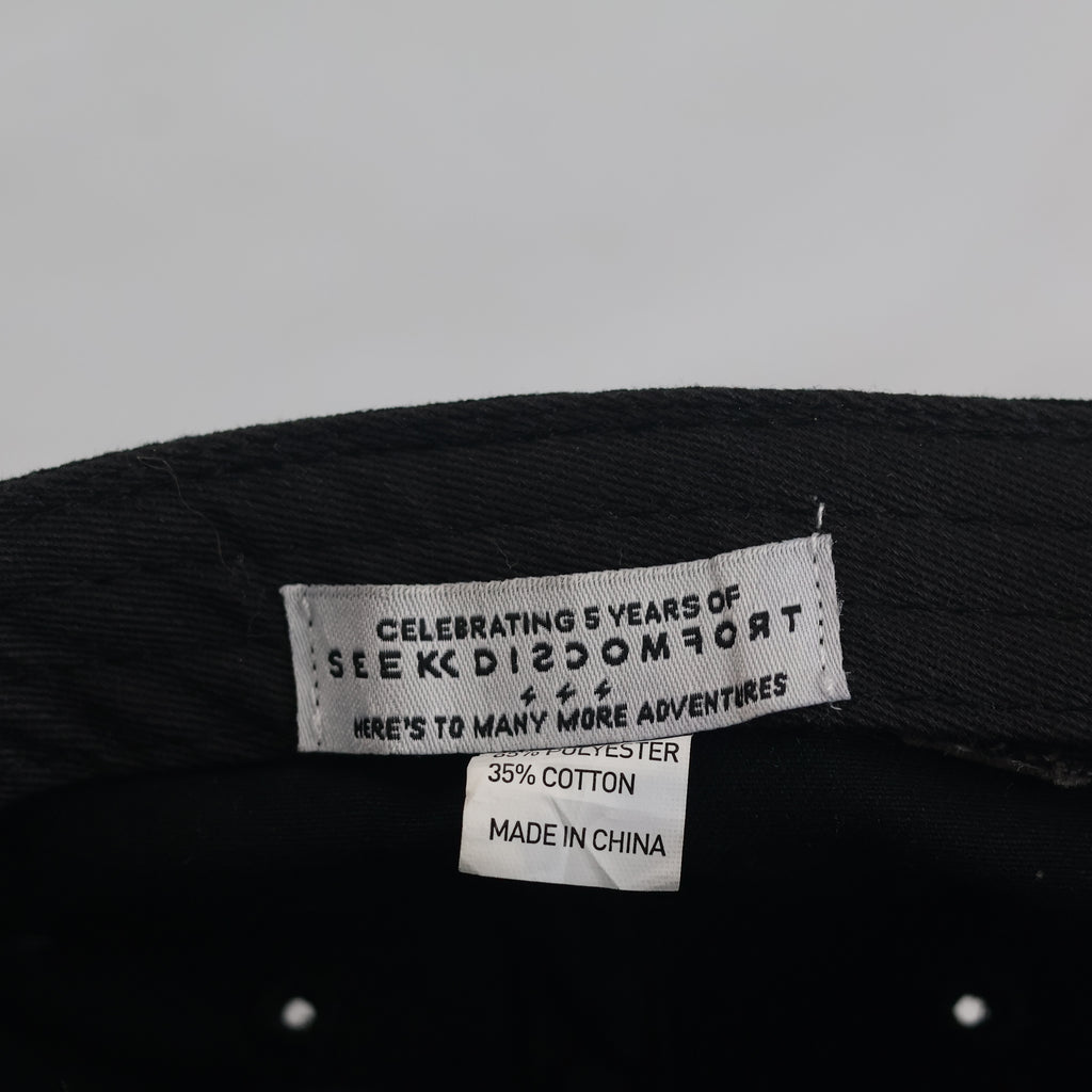 Thrifted Seek Discomfort Black Cotton Blend Strapback Cap (Size 55–56 cm) | 10858
