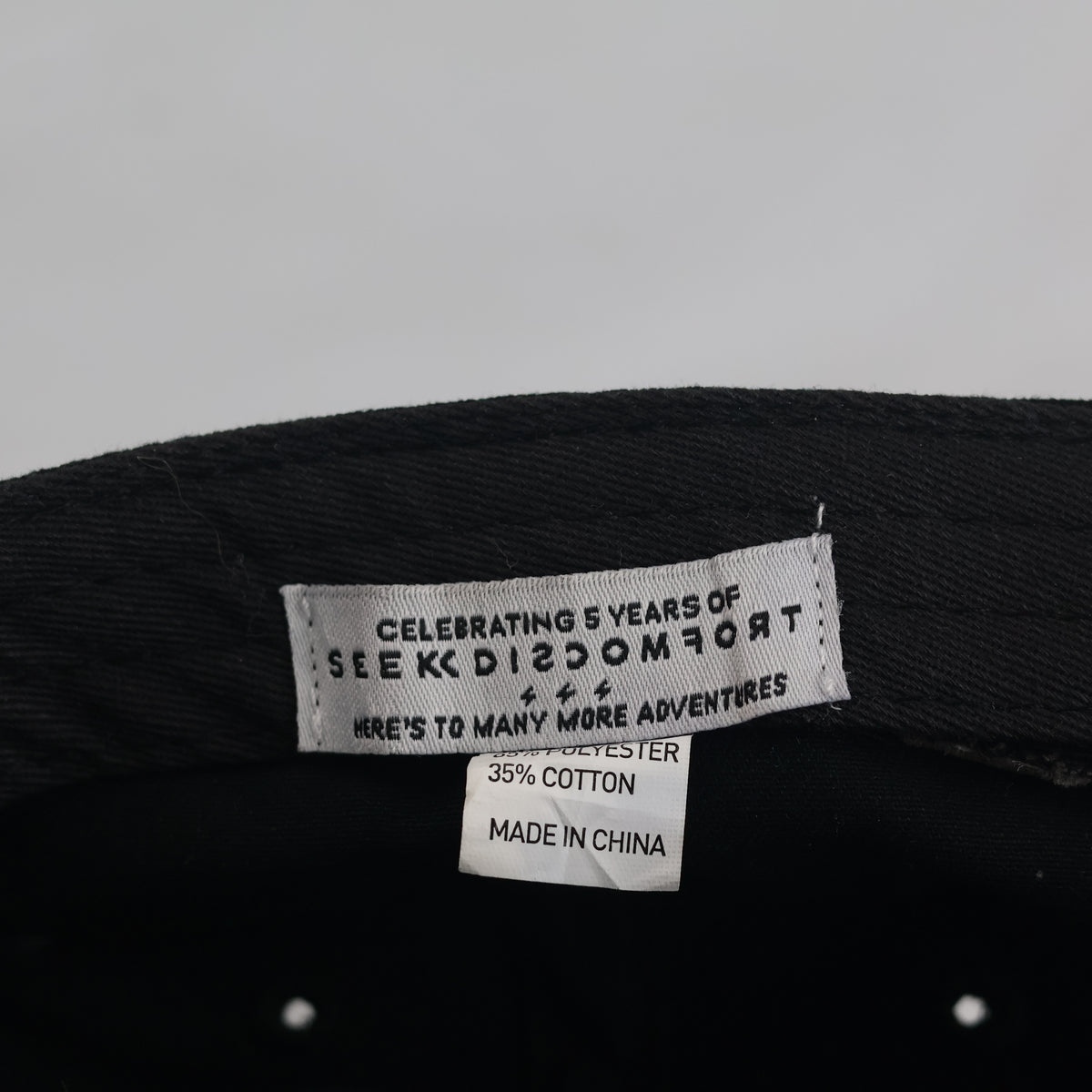 Thrifted Seek Discomfort Black Cotton Blend Strapback Cap (Size 55–56 cm) | 10858