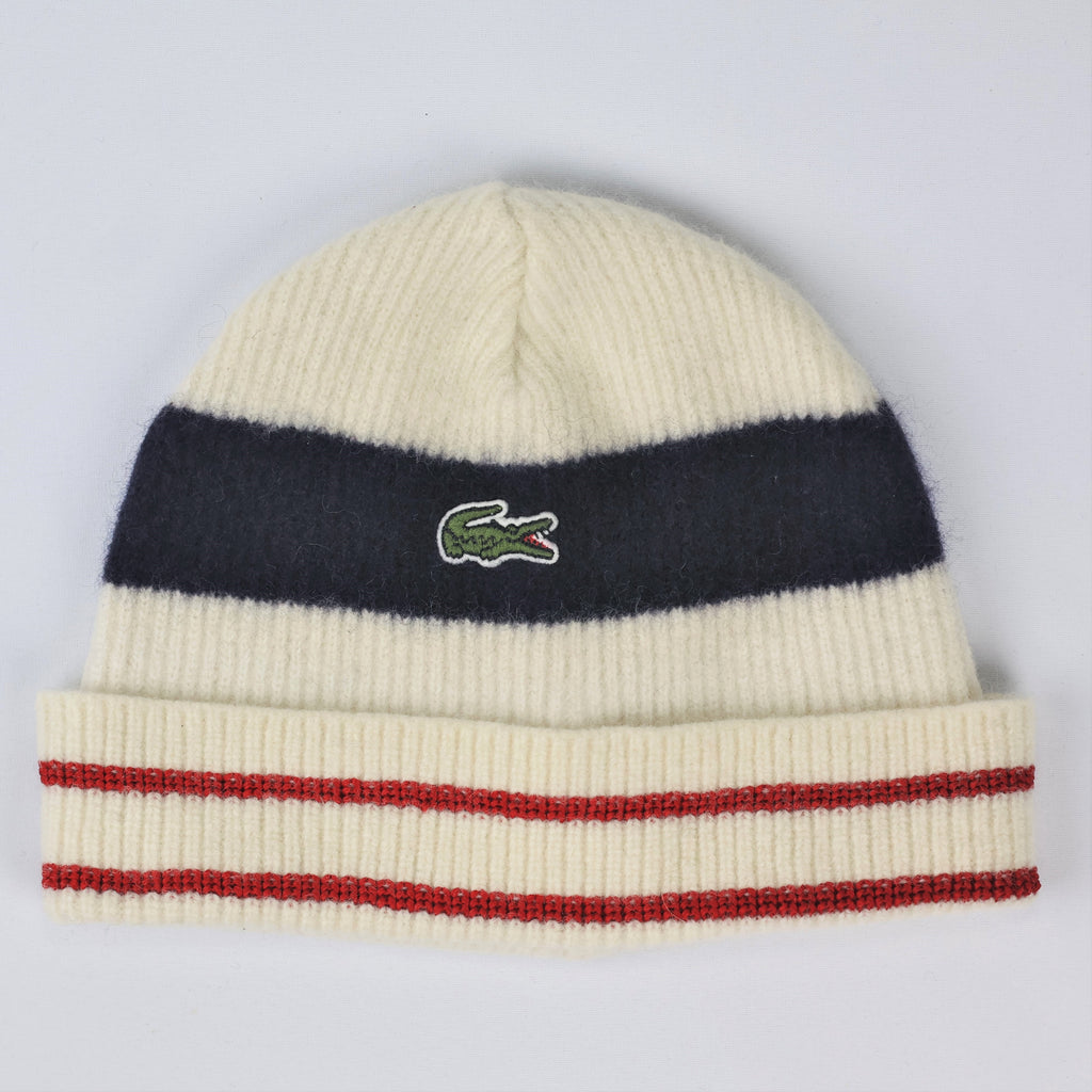 Authentic Lacoste Unisex Ribbed Knit Thrifted Beanie - Luxury French Winter Cap