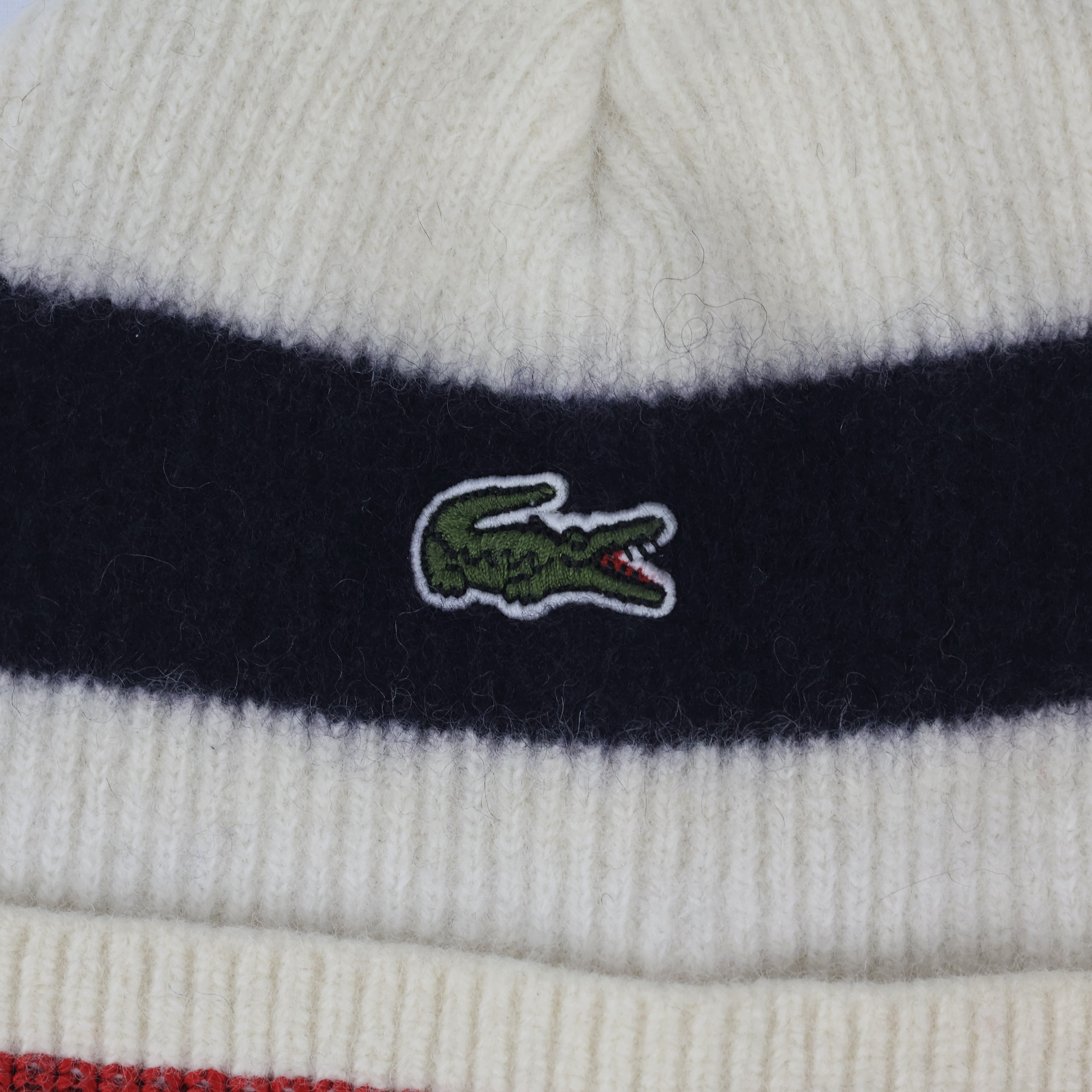 Authentic Lacoste Unisex Ribbed Knit Thrifted Beanie - Luxury French Winter Cap