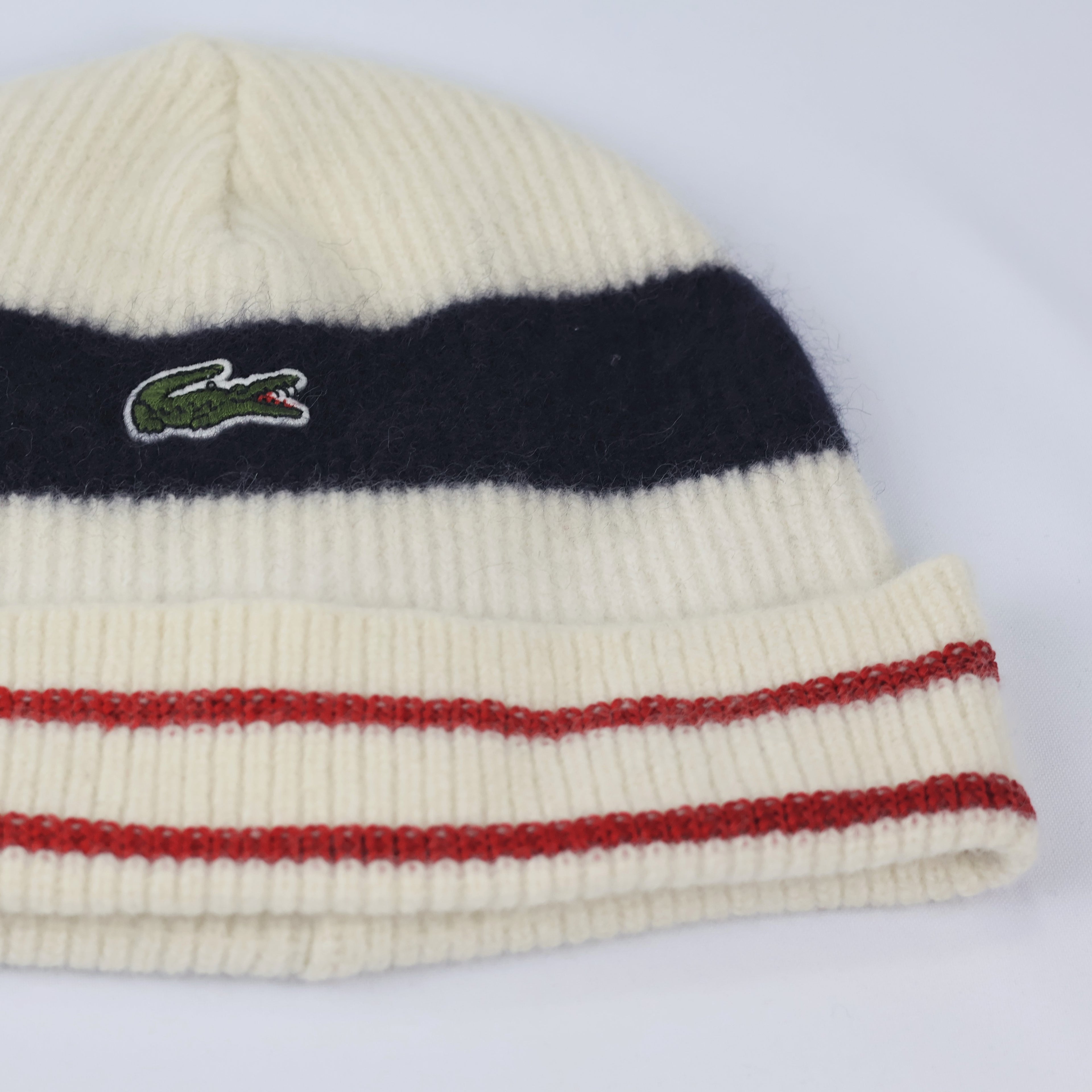 Authentic Lacoste Unisex Ribbed Knit Thrifted Beanie - Luxury French Winter Cap