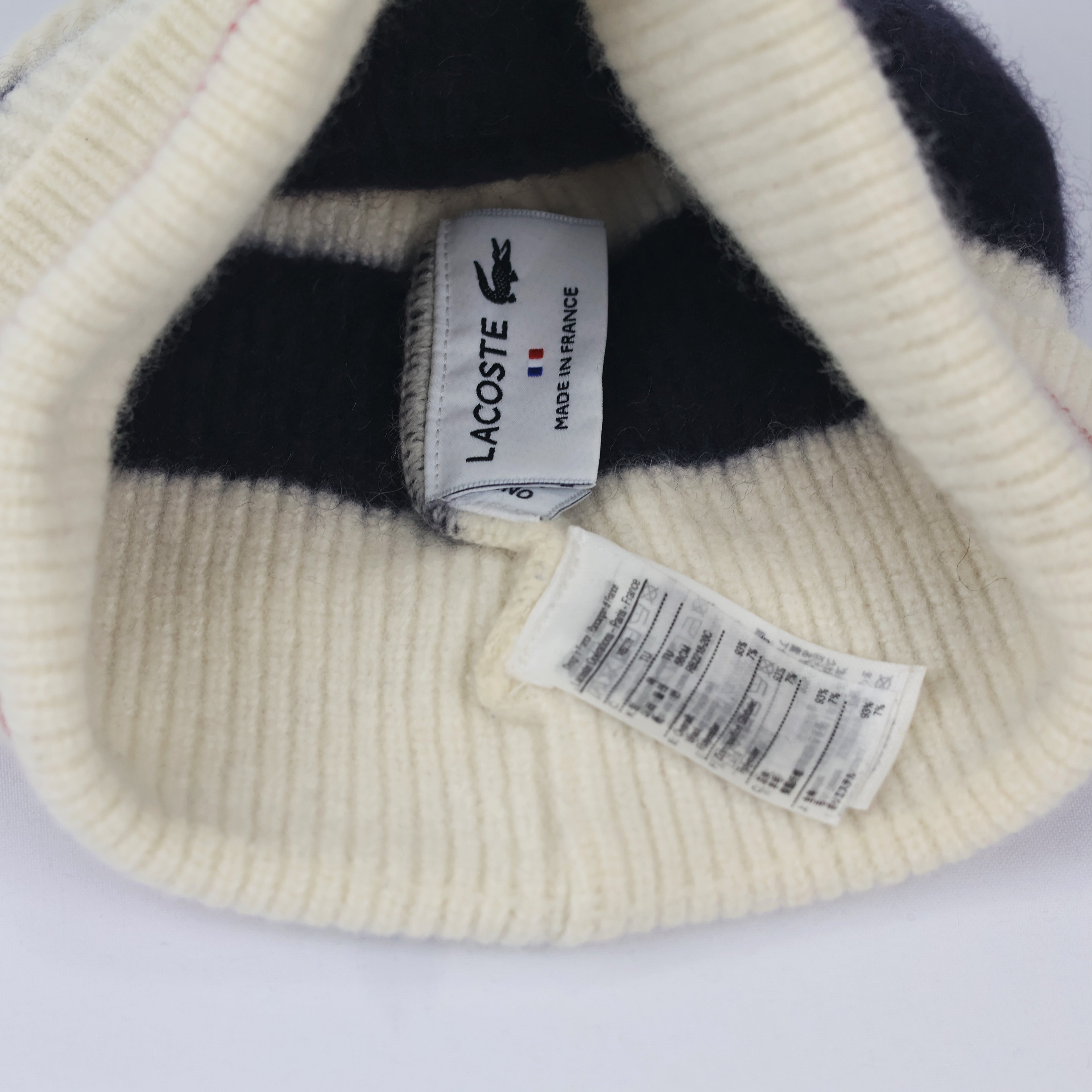 Authentic Lacoste Unisex Ribbed Knit Thrifted Beanie - Luxury French Winter Cap