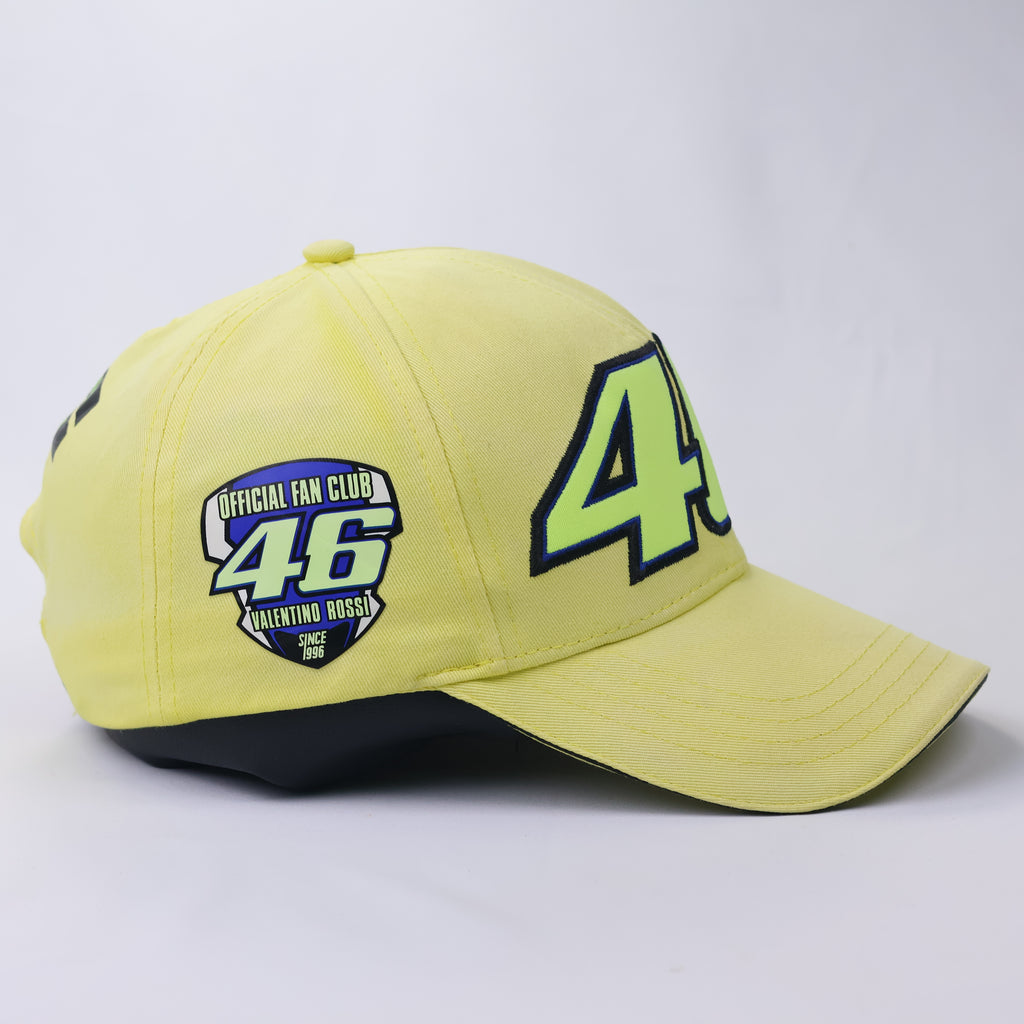 Official Valentino Rossi VR46 Fan Club Thrifted Cap - Neon Yellow Moto GP Hat