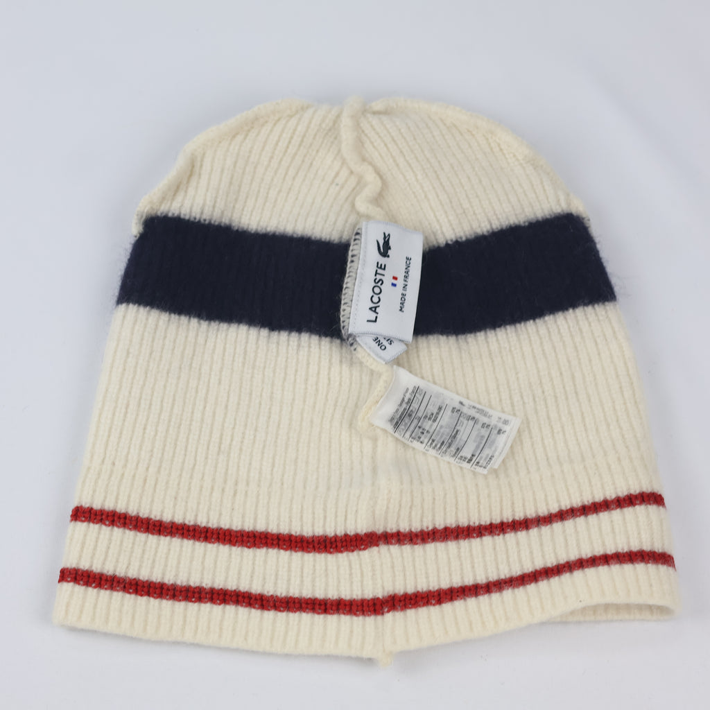 Authentic Lacoste Unisex Ribbed Knit Thrifted Beanie - Luxury French Winter Cap