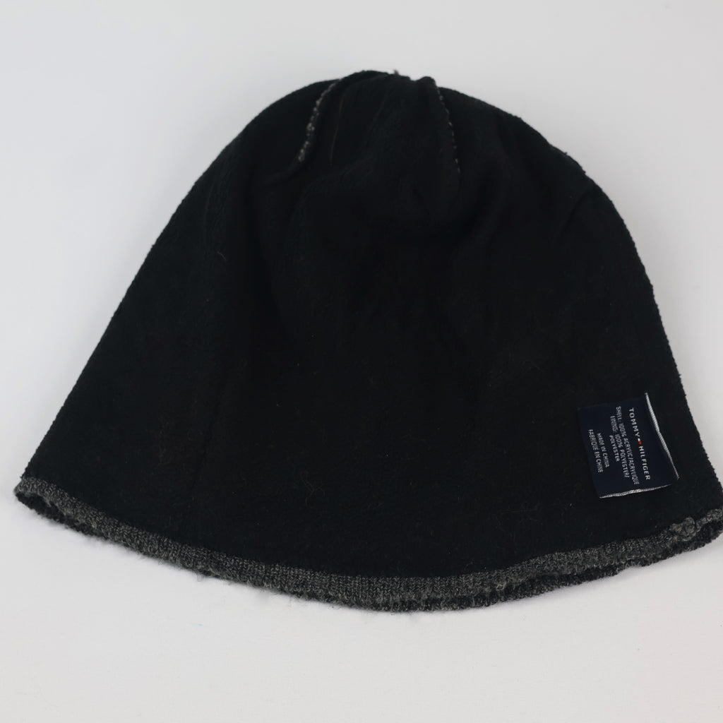 Tommy Hilfiger Unisex Grey Ribbed Thrifted Beanie - Classic Flag Logo Hat