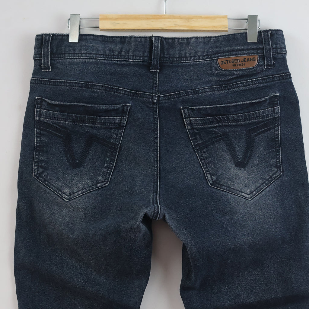 Thrifted Get Used New York Men's Dark Wash Jeans - 32 Inch Waist/ J1027