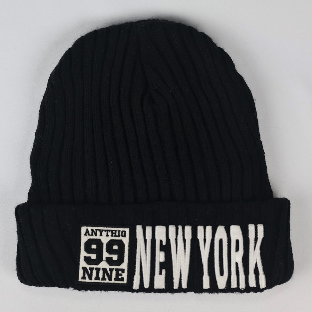 Official New York Yankees Knit Thrifted Beanie - Classic Black Adult Winter Hat