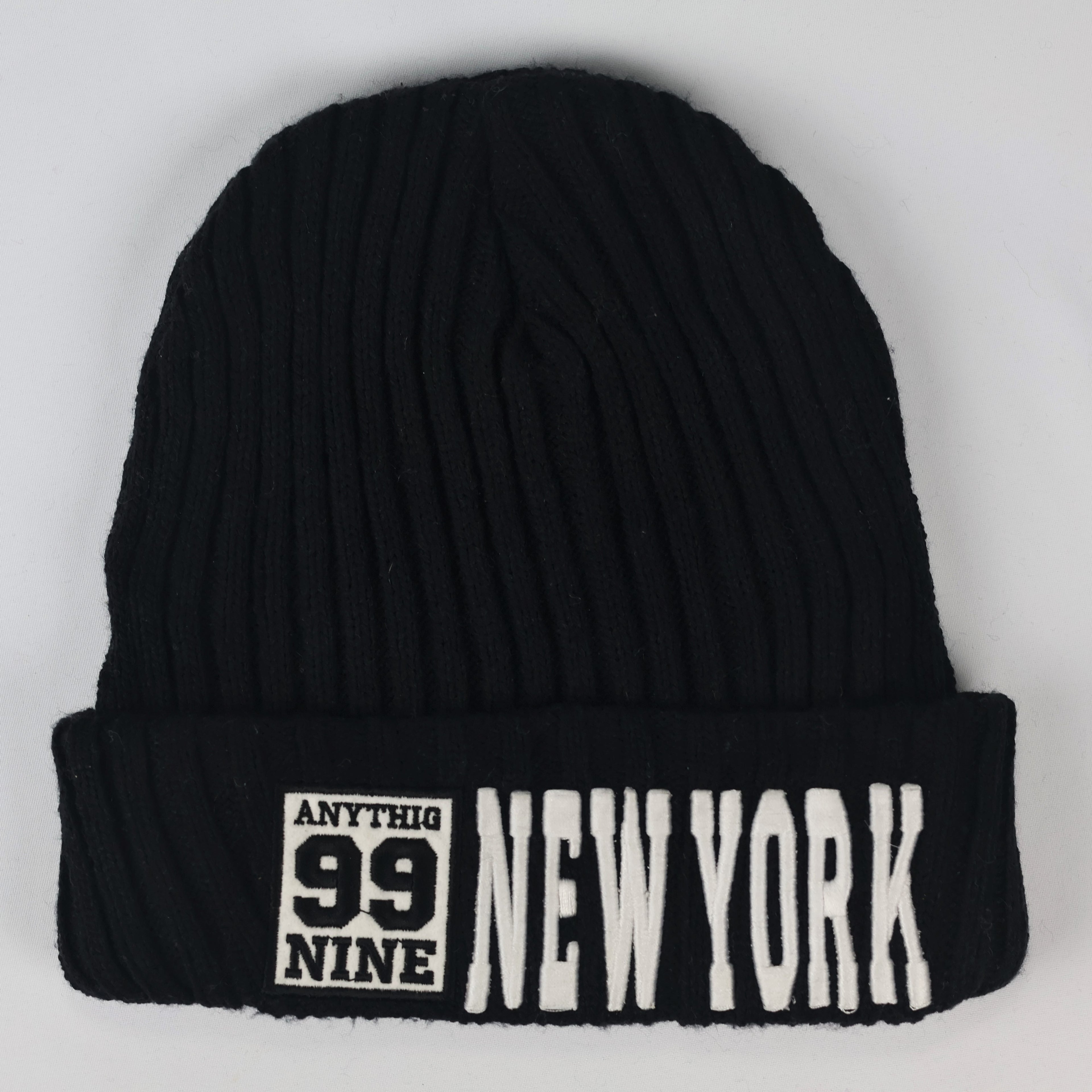 Official New York Yankees Knit Thrifted Beanie - Classic Black Adult Winter Hat