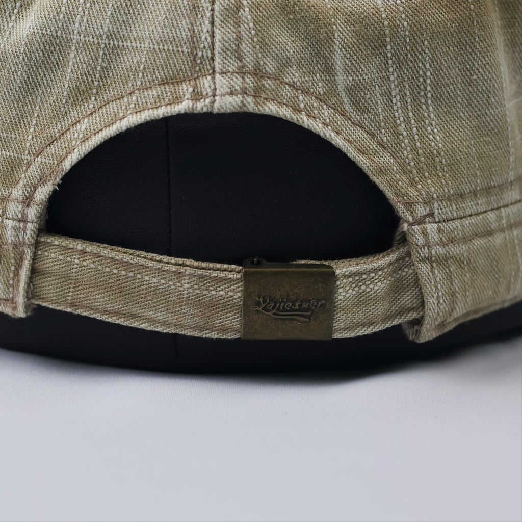 Vintage Khaki Cadet Army Cap - Textured Cotton Military Hat