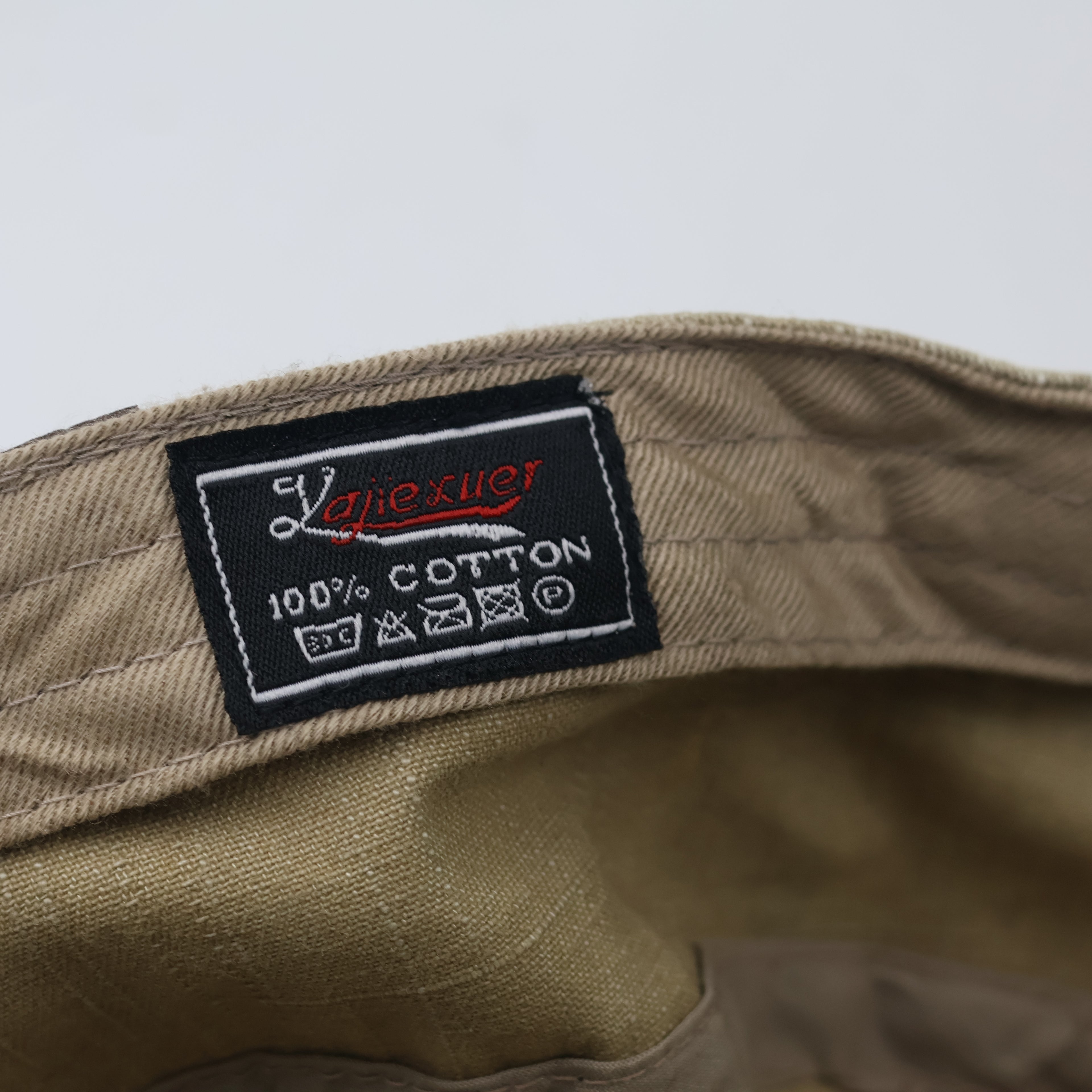 Vintage Khaki Cadet Army Cap - Textured Cotton Military Hat