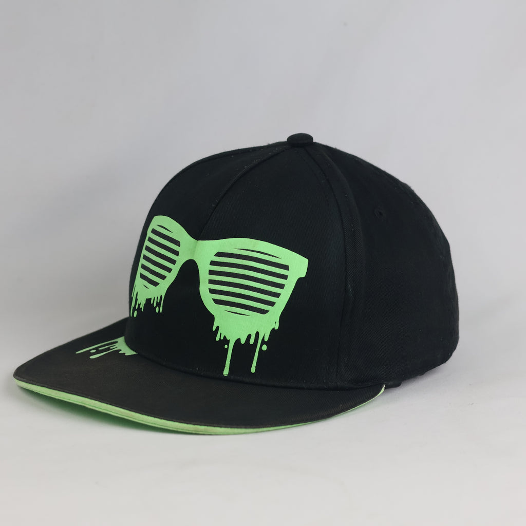 Thrifted Accessoires Black & Neon Green Graphic Flat Brim Cap (Size 57–58 cm) | 10839