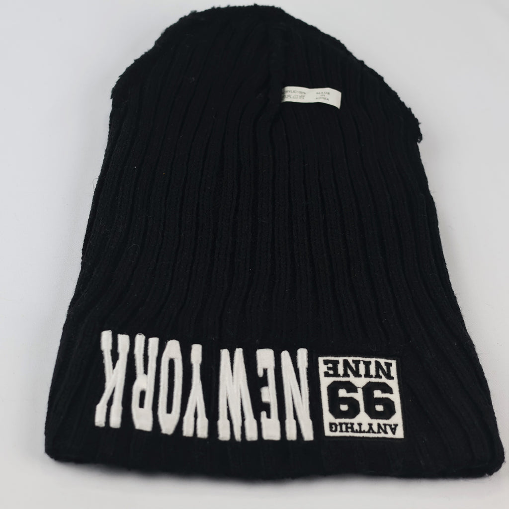 Official New York Yankees Knit Thrifted Beanie - Classic Black Adult Winter Hat