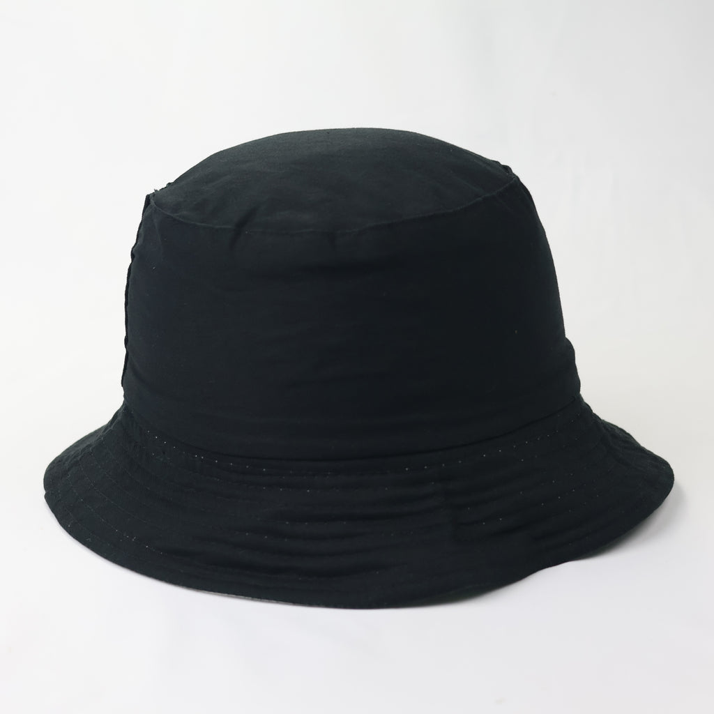Reversible Black & White Bucket Hat - Chinese Embroidery Design