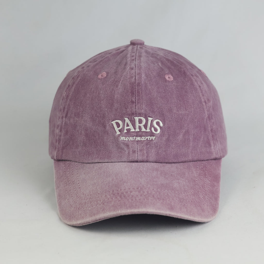 Thrifted Pull&Bear Washed Purple Embroidered Paris Cap (Size 56–58 cm) | 10885