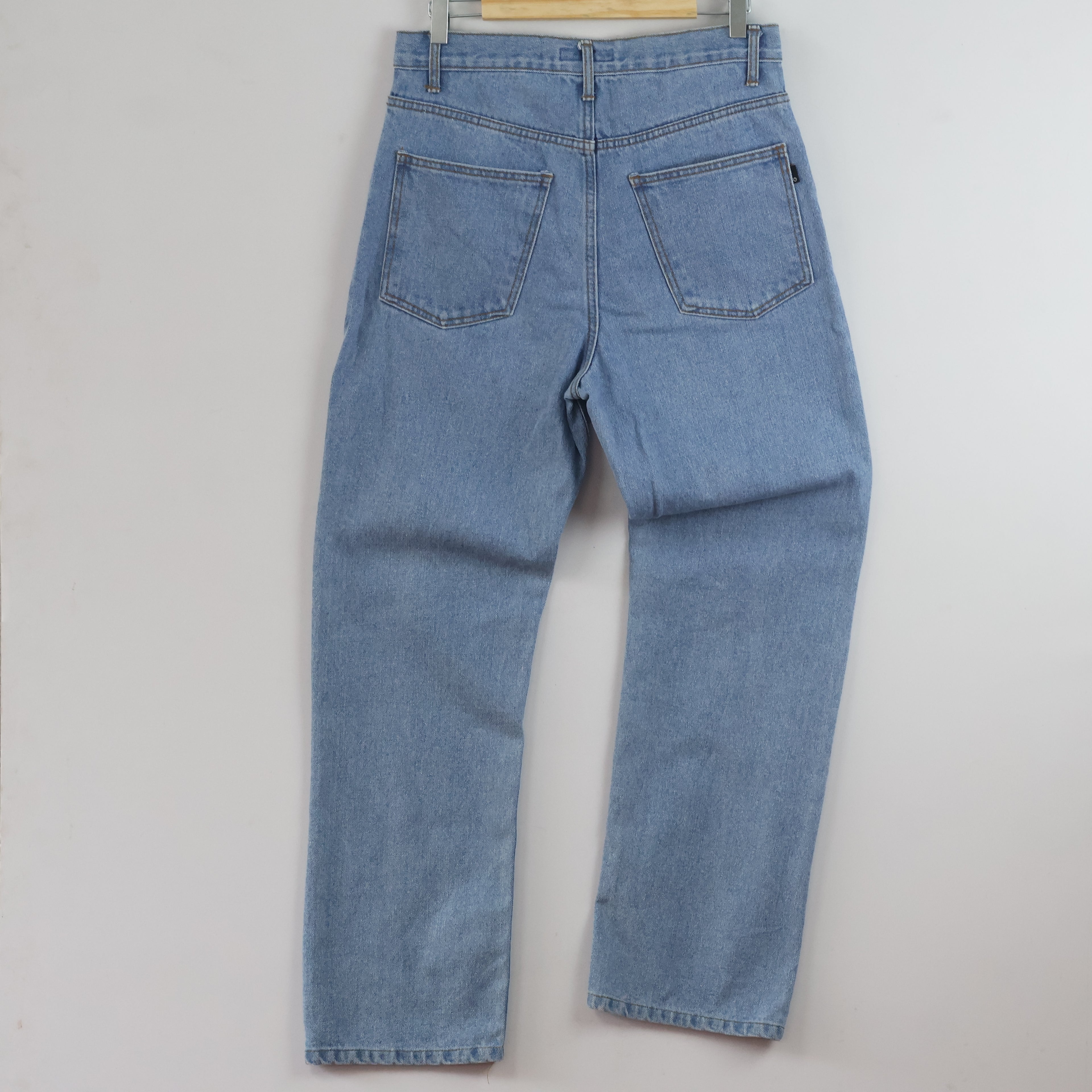 Thrifted Vintage APIECEOFCAKE Light Blue Graphic Denim Jeans waist 30/ J1056
