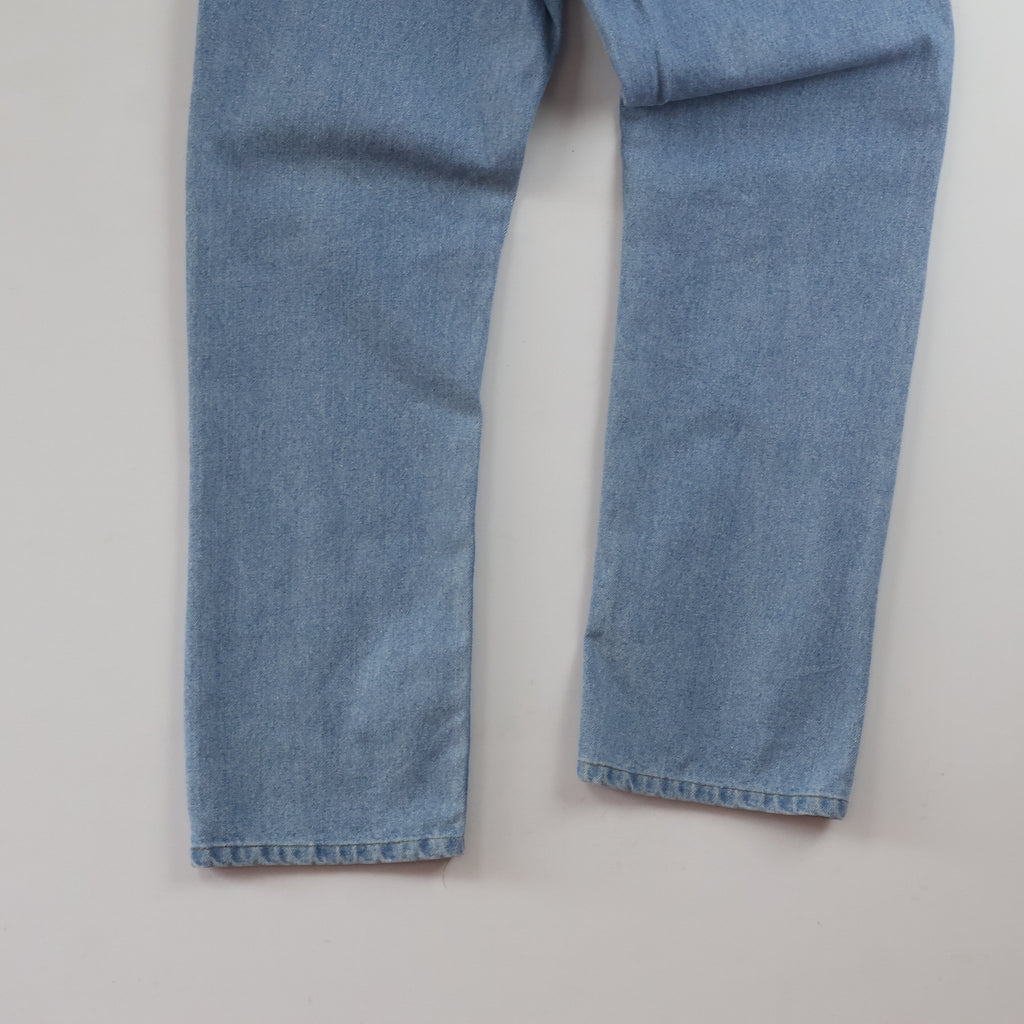 Thrifted Vintage APIECEOFCAKE Light Blue Graphic Denim Jeans waist 30/ J1056