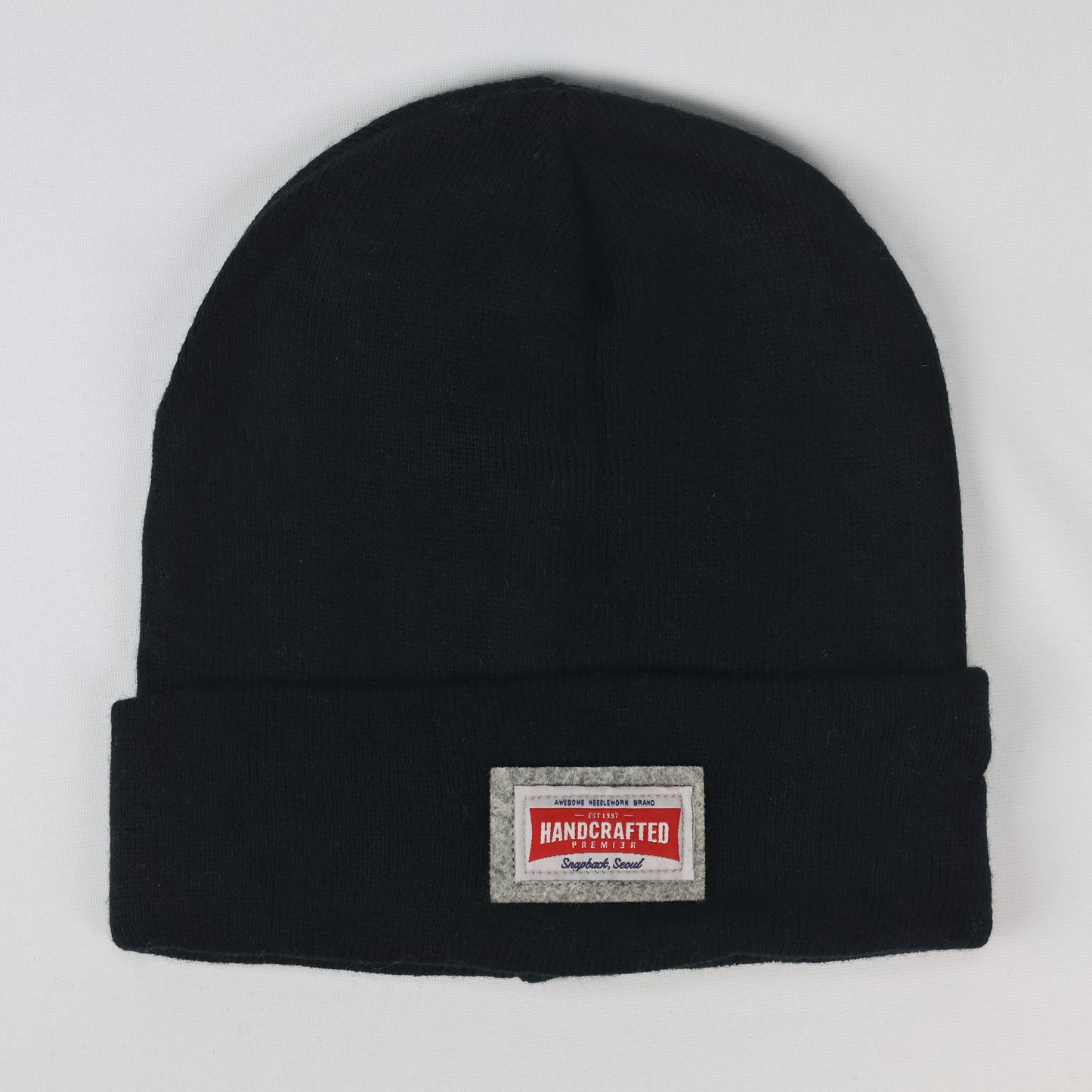 Premium Handcrafted Black Chunky Knit Thrifted Beanie - One Size Adult