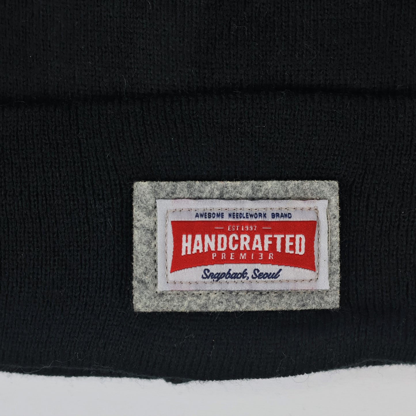 Premium Handcrafted Black Chunky Knit Thrifted Beanie - One Size Adult