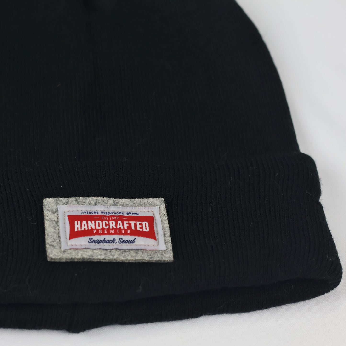 Premium Handcrafted Black Chunky Knit Thrifted Beanie - One Size Adult