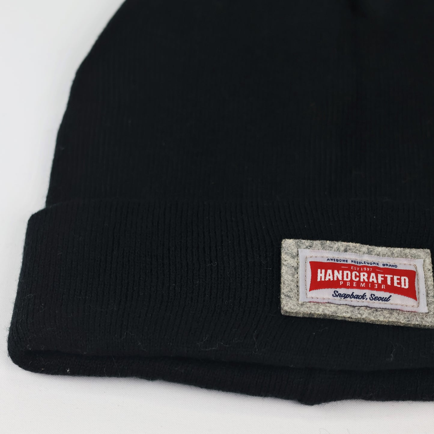 Premium Handcrafted Black Chunky Knit Thrifted Beanie - One Size Adult