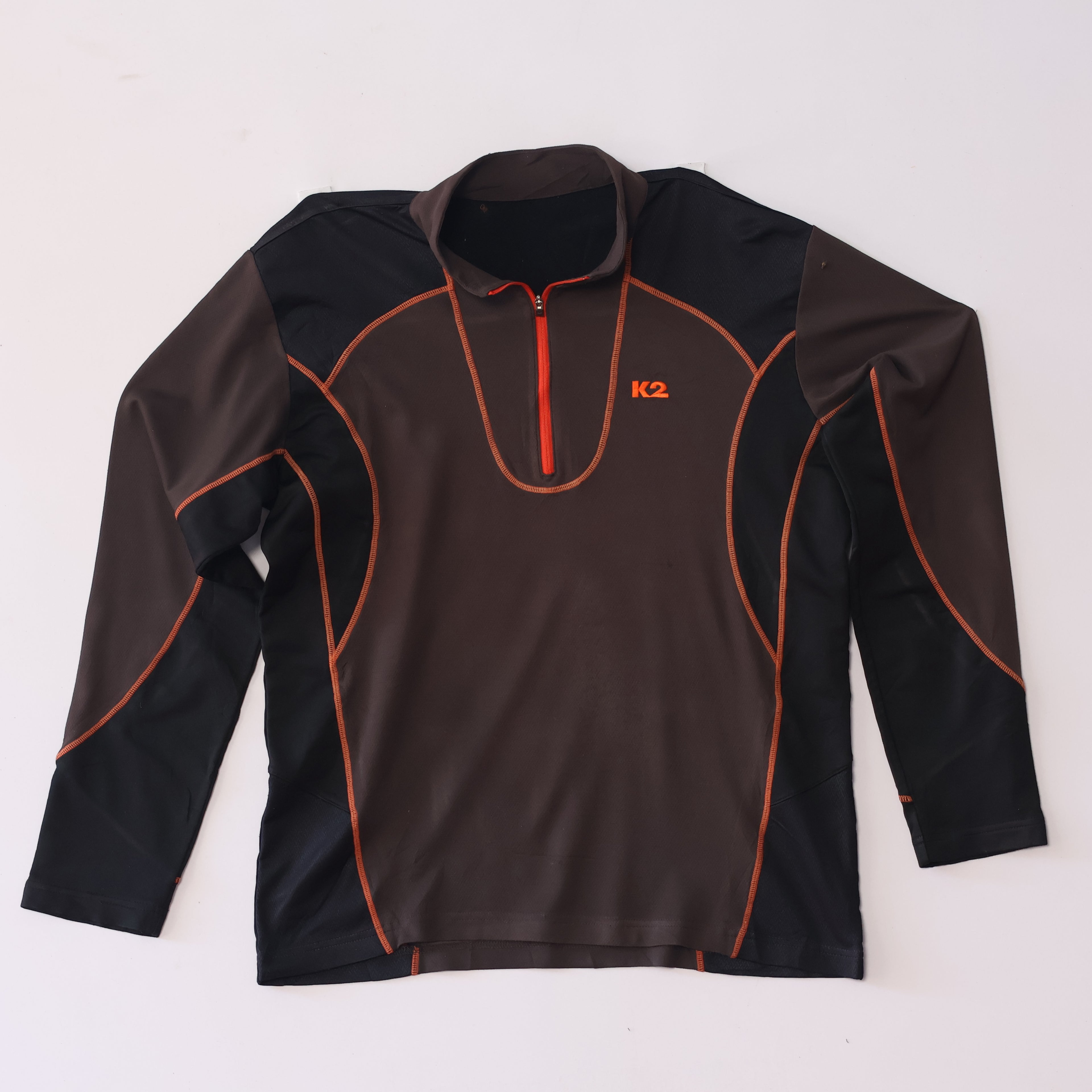 Men’s K2 Outdoor Performance Thrifted Quarter-Zip - Technical Climbing Gear - Brown