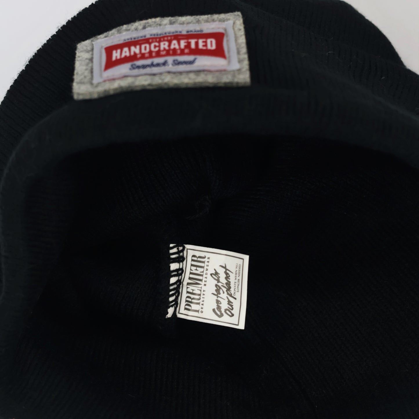 Premium Handcrafted Black Chunky Knit Thrifted Beanie - One Size Adult