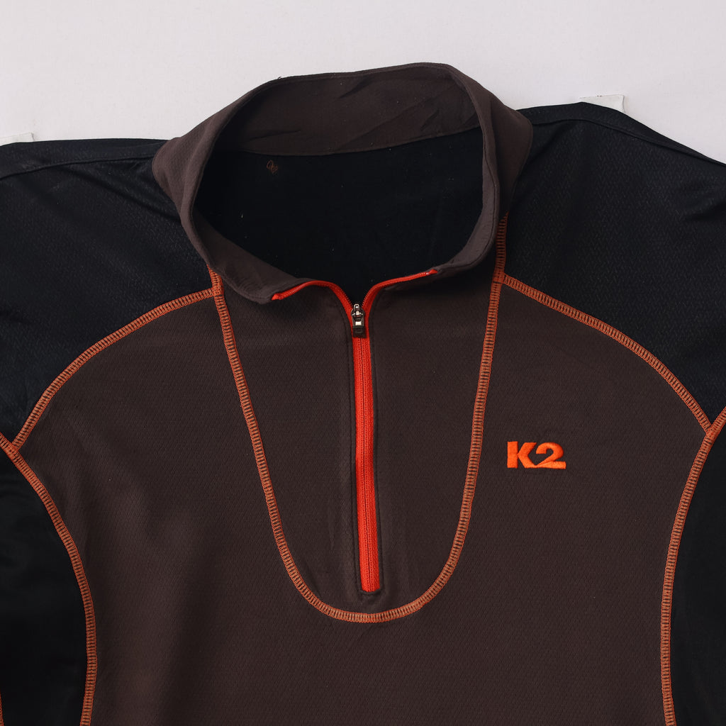 Men’s K2 Outdoor Performance Thrifted Quarter-Zip - Technical Climbing Gear - Brown