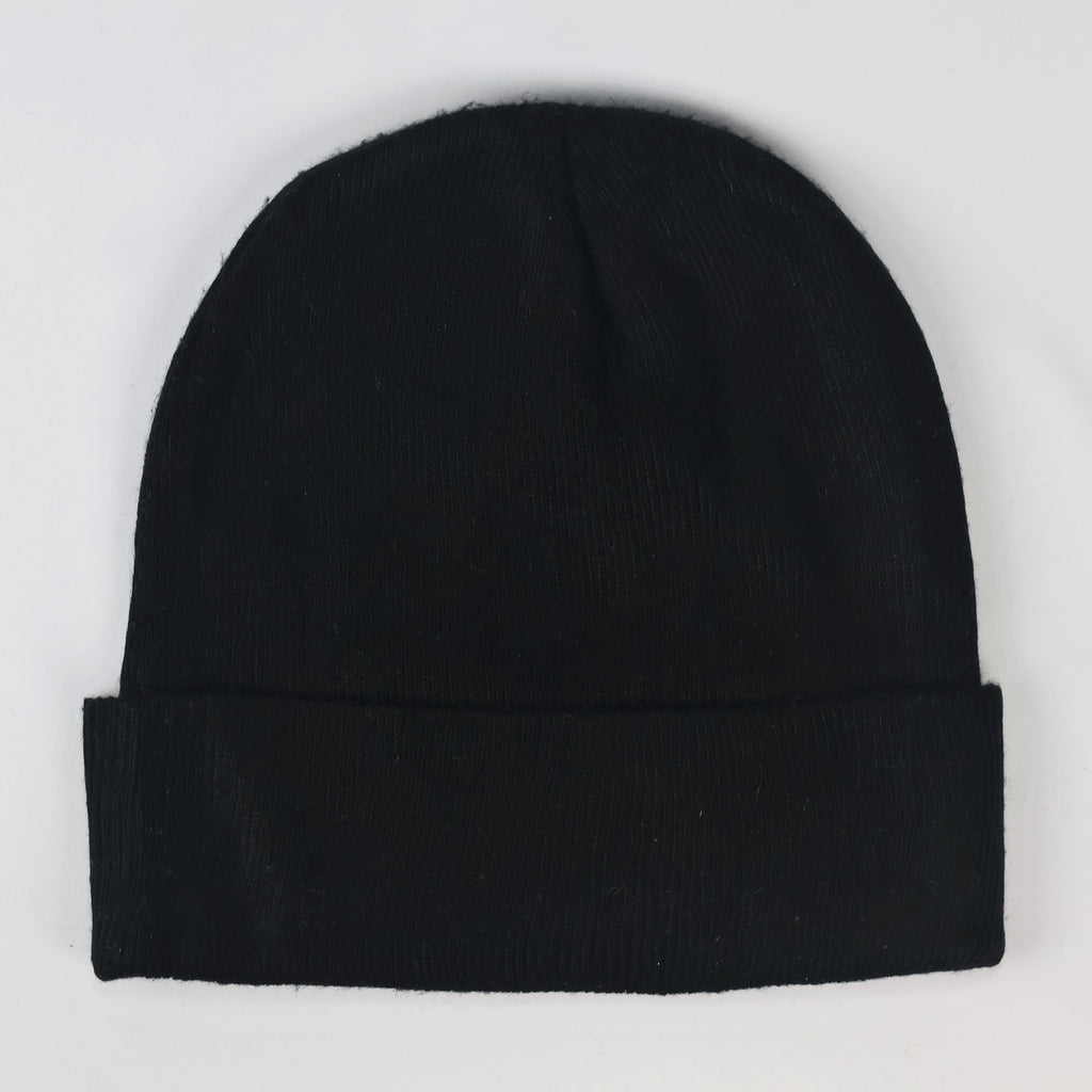 Lee Cooper London Heritage Thrifted Beanie - Classic Black Rib-Knit Winter Cap